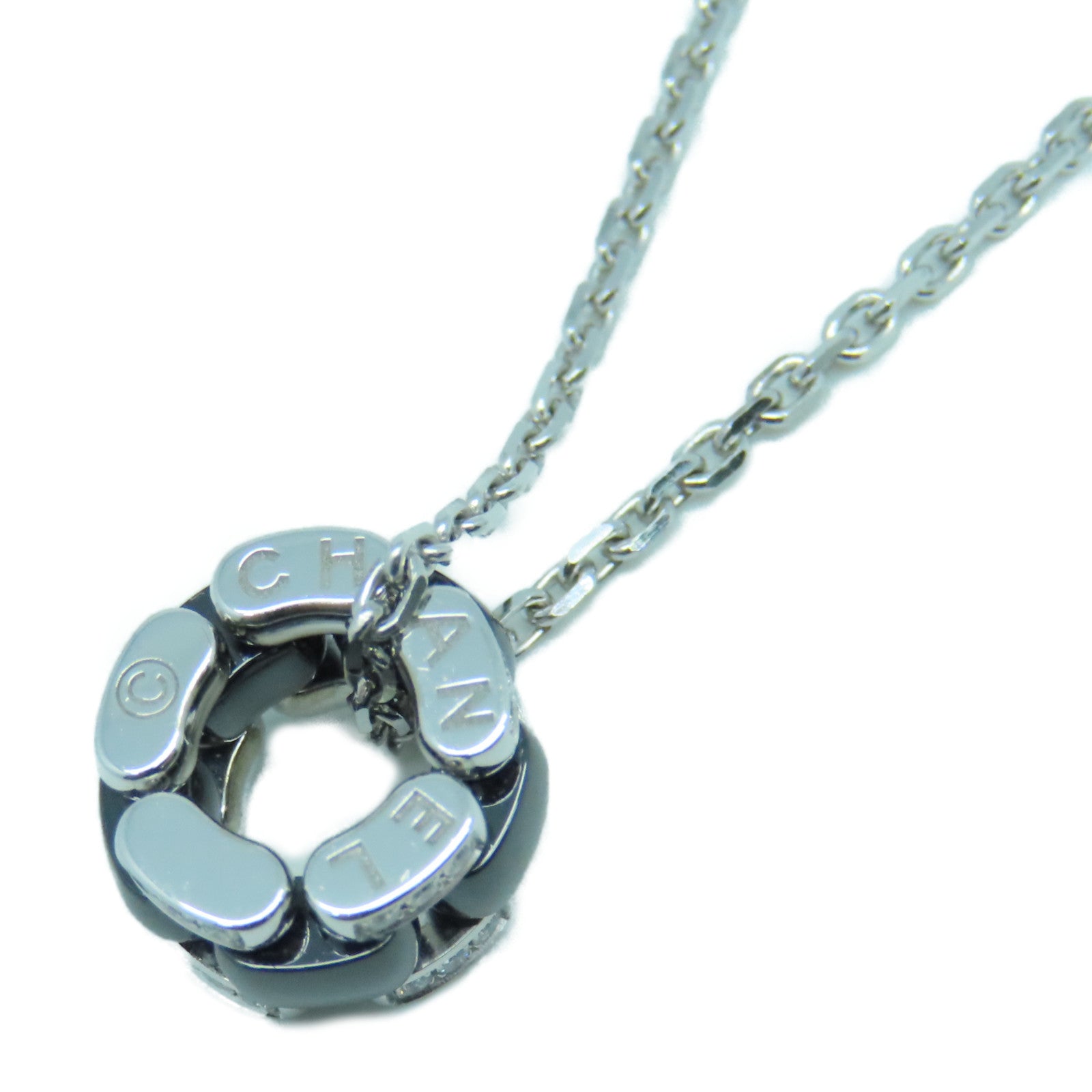 CHANEL 18K白金Ultra Necklace銀扣項鍊黑色銀色