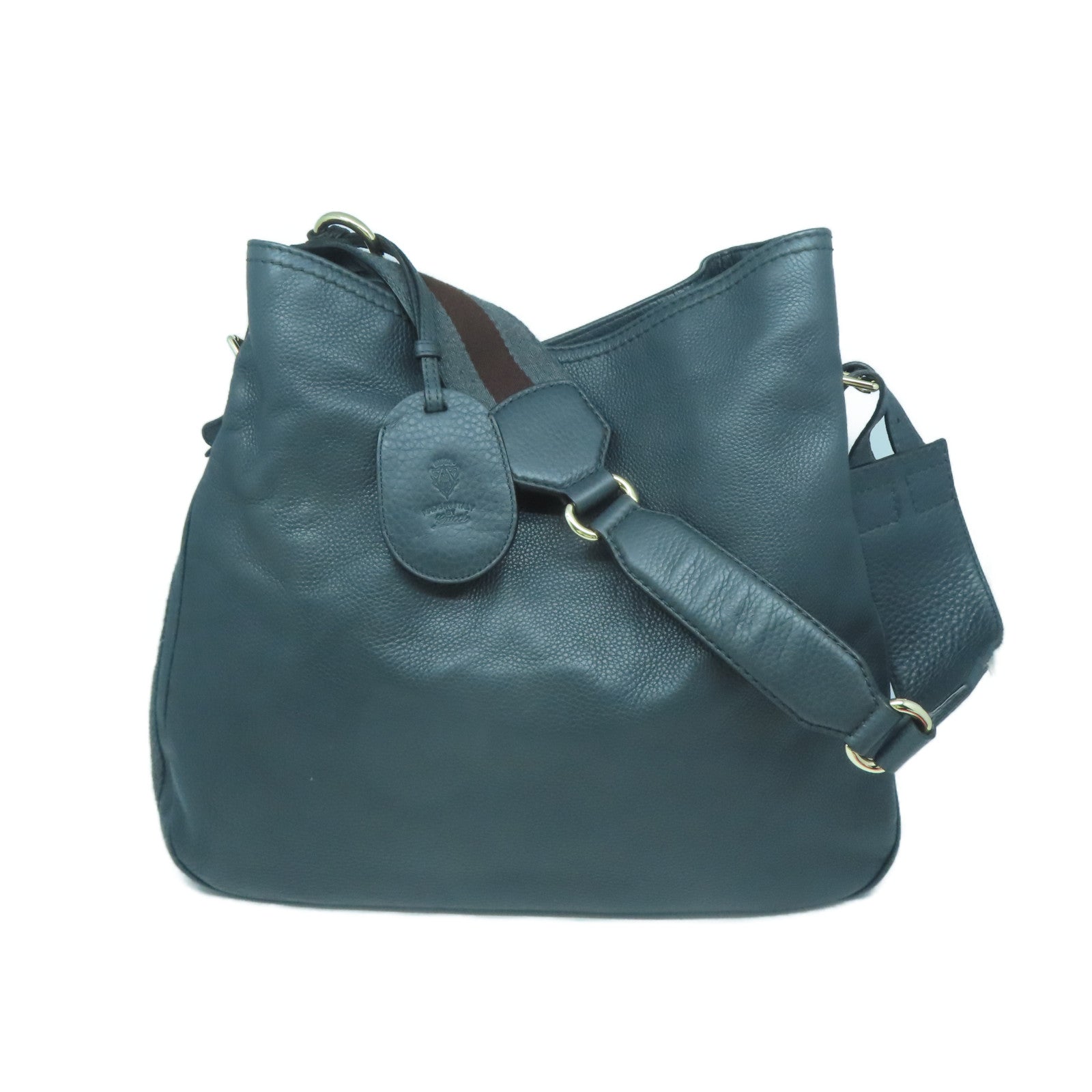 GUCCI 牛皮皮革Heritage Shoulder Bag金扣肩背袋灰色