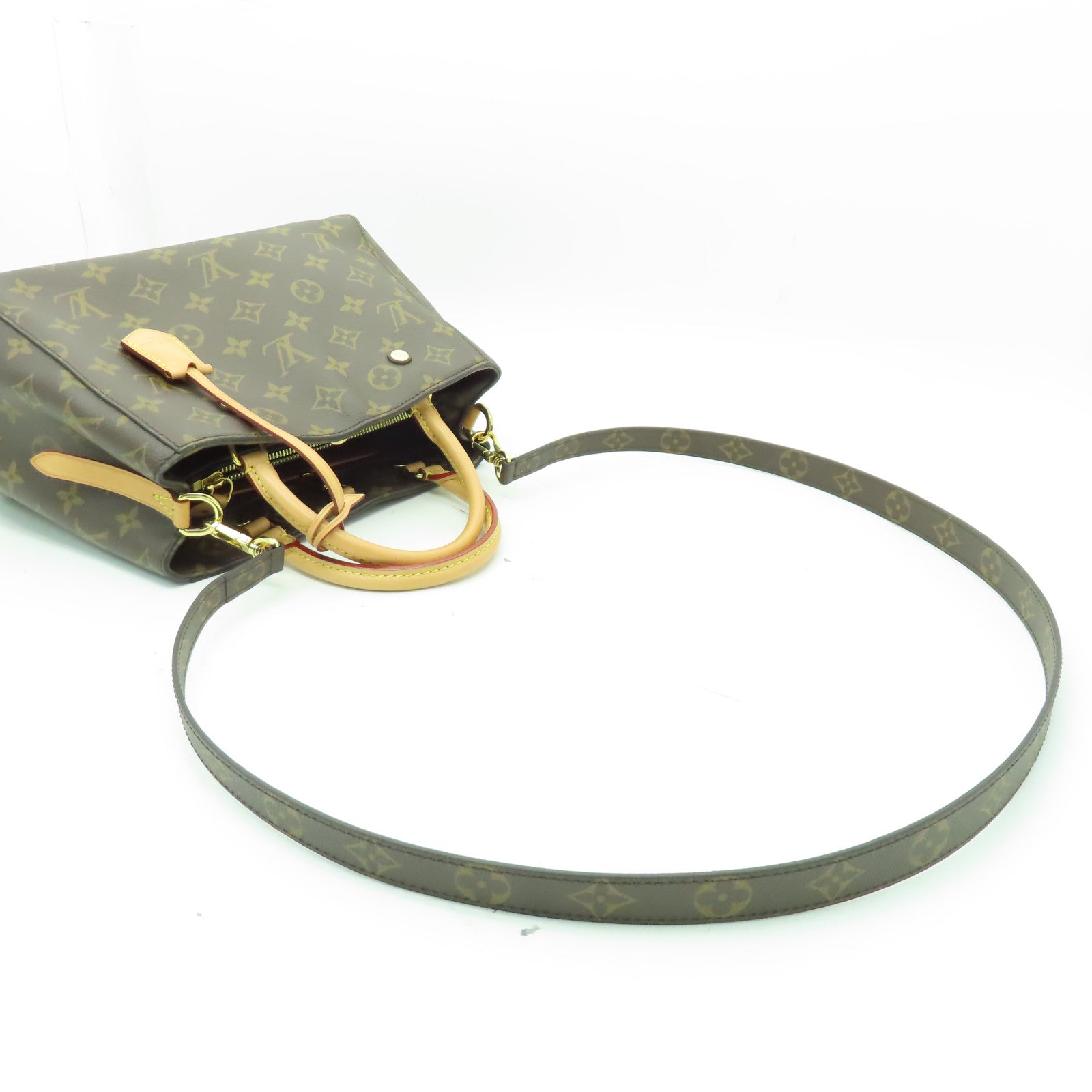 LOUIS VUITTON Monogram Montaigne BB金扣手挽肩背兩用袋啡色