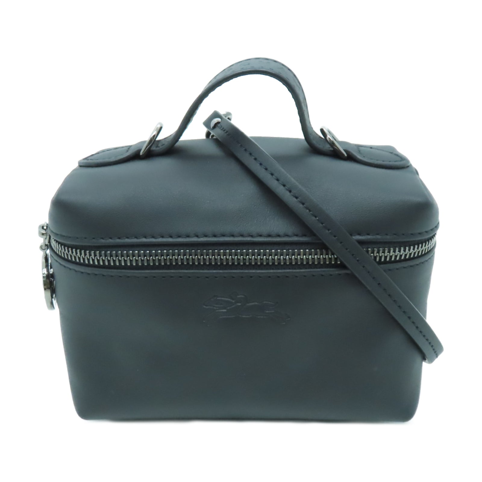Longchamp 牛皮皮革２Way Shoulder Bag黑扣手挽肩背兩用袋黑色