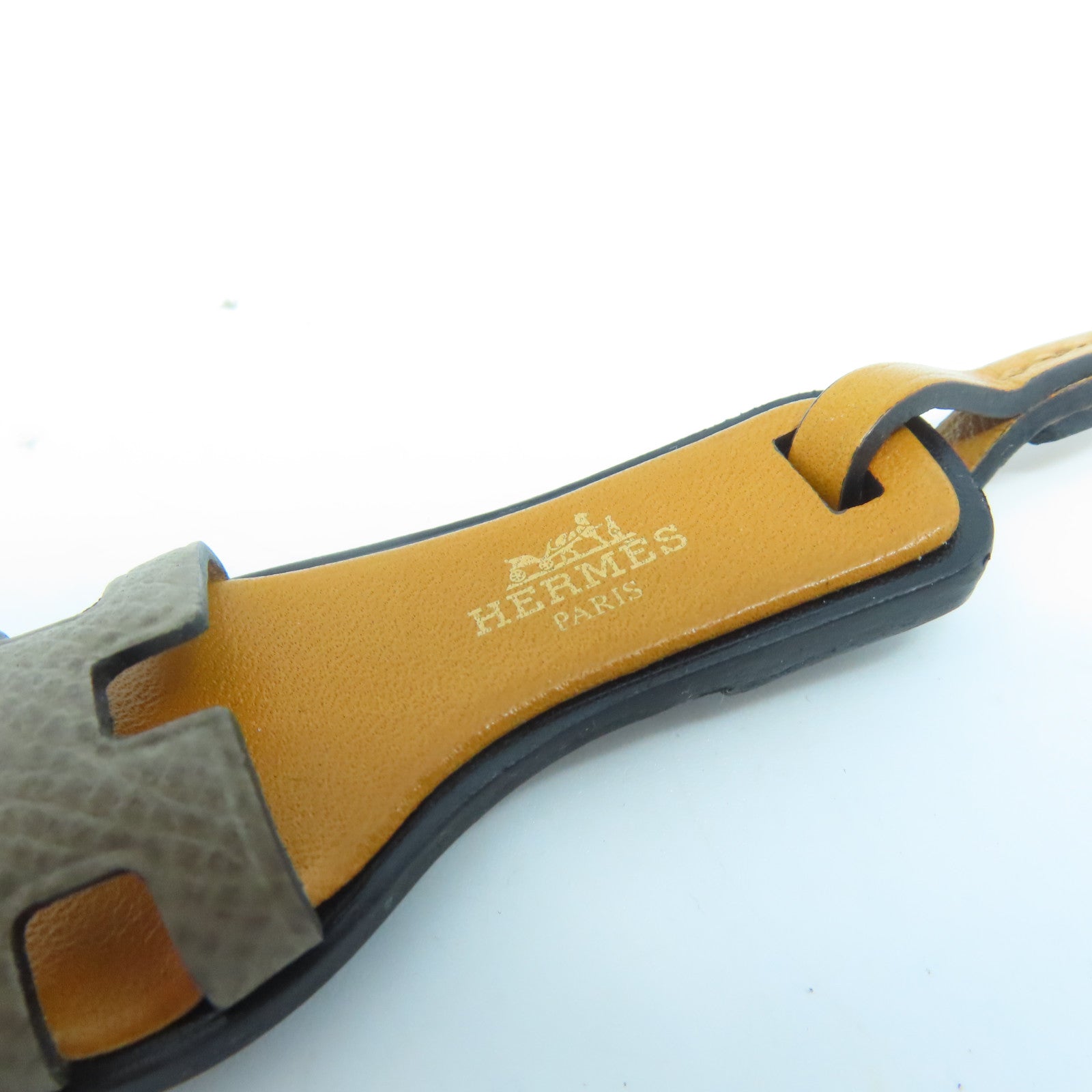 HERMES Veau Epsom皮革Oran Nano Charm掛飾棕色/灰色