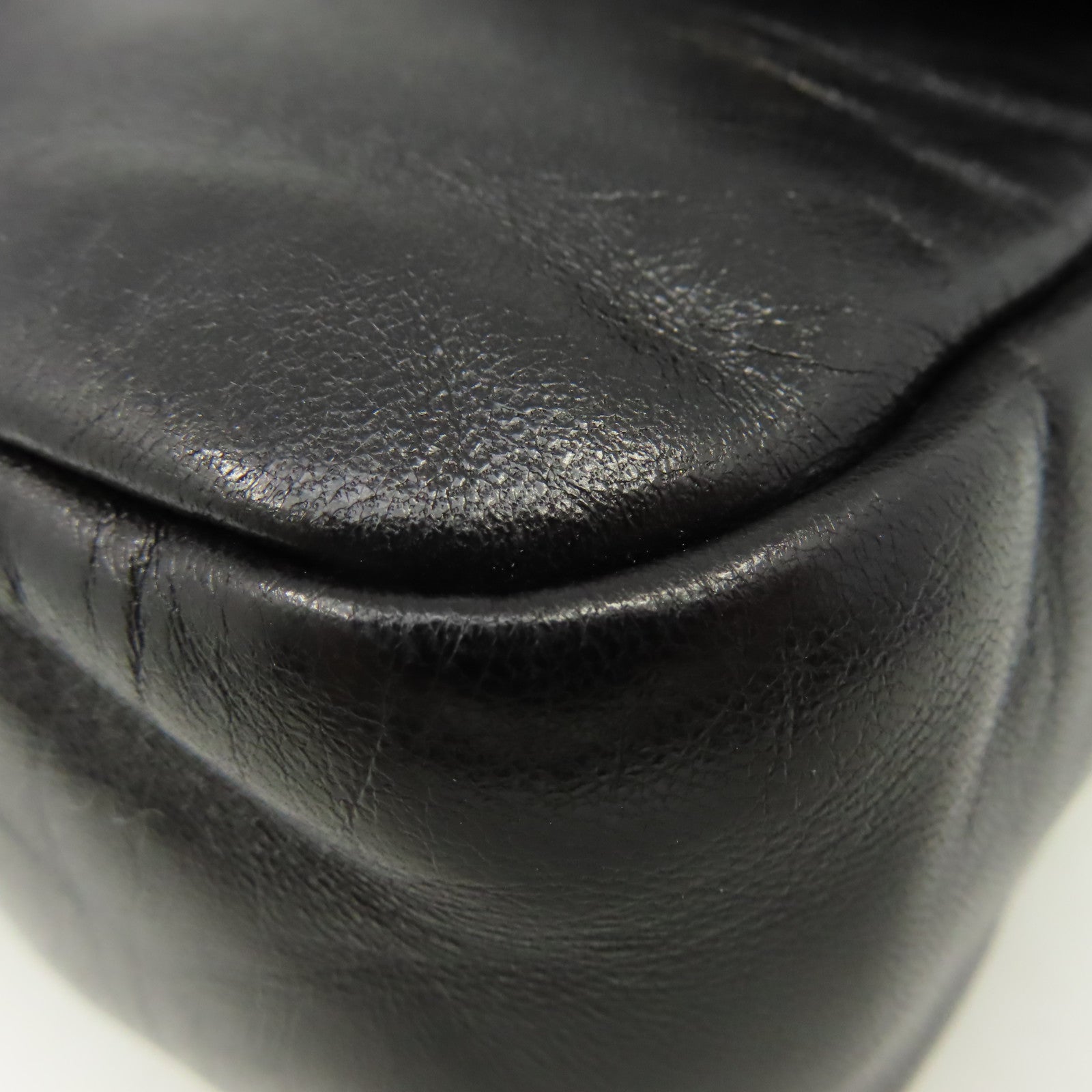 CHANEL 牛皮皮革Chain Shoulder Bag銀扣鏈帶肩背袋黑色
