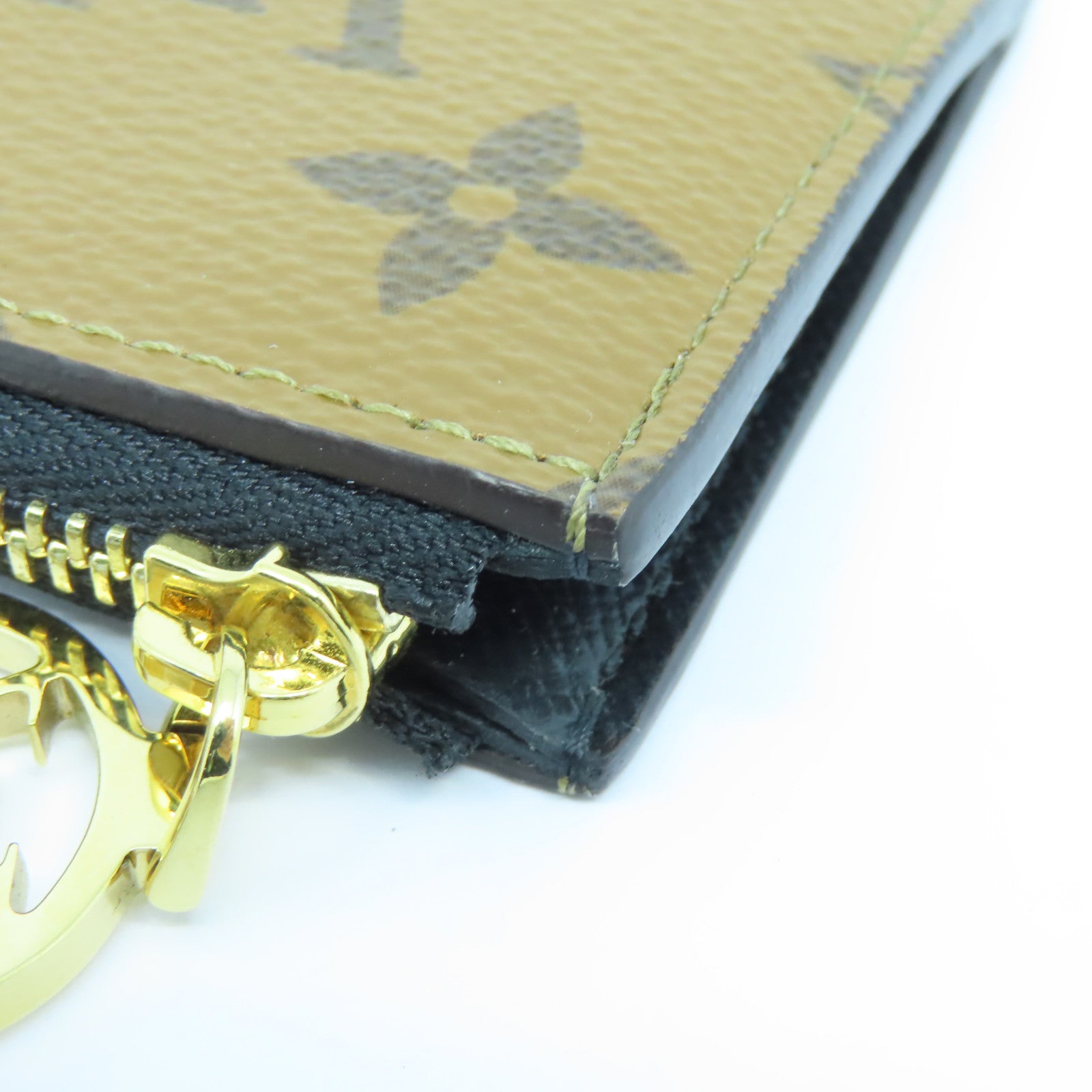 LOUIS VUITTON 【激減優惠】Monogram Reverse Card Case金扣卡片套啡色/黑色