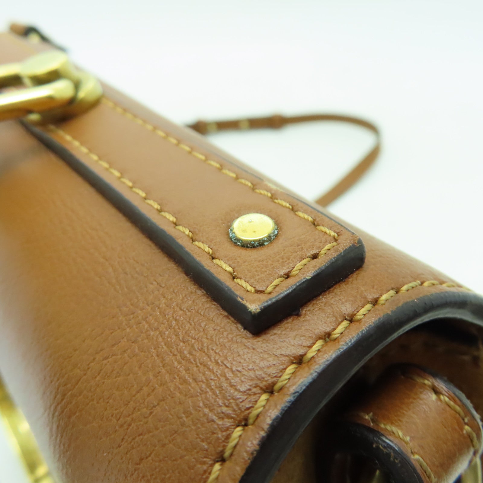 Chloe 牛皮/麂皮皮革Shoulder Bag金扣肩背袋啡色