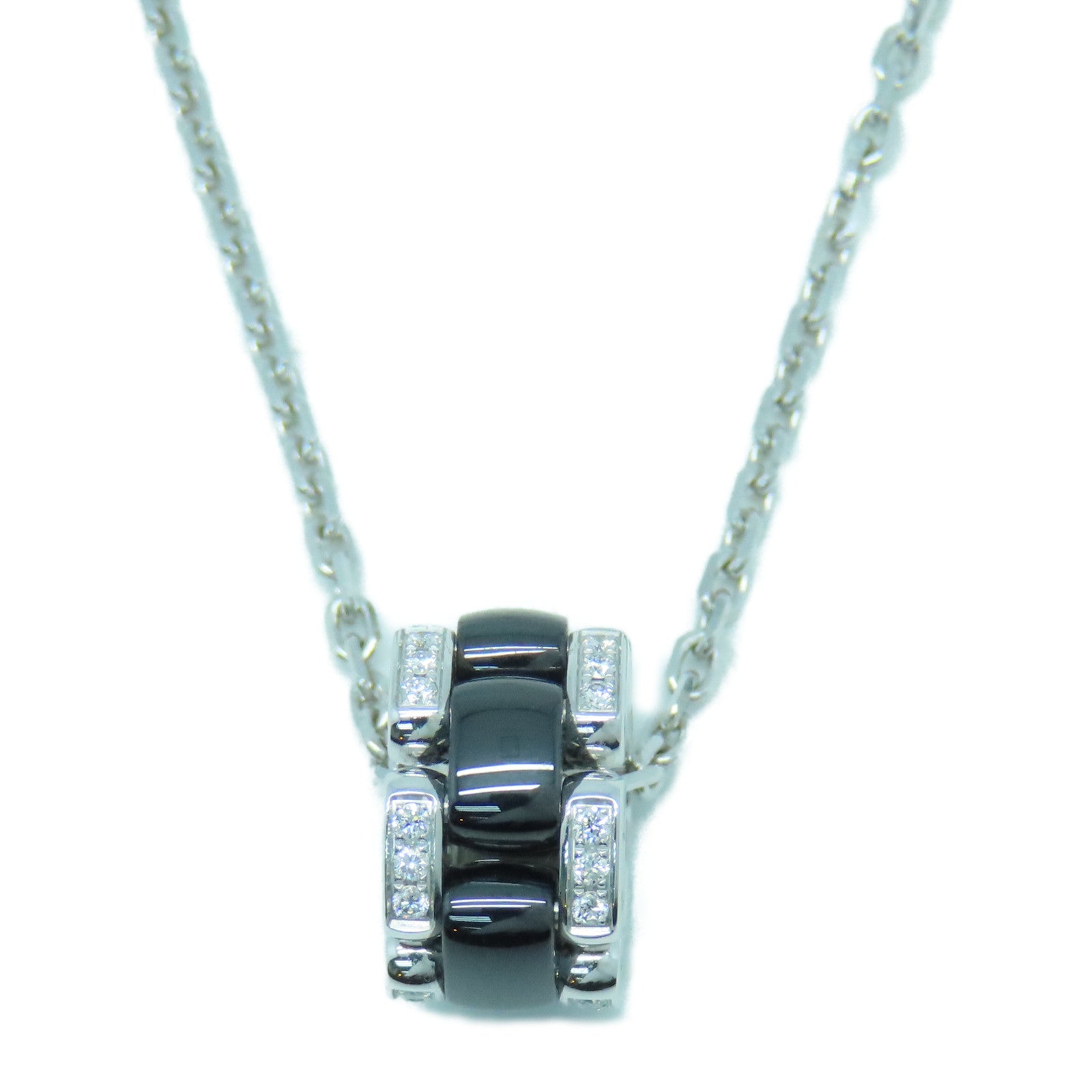CHANEL 18K白金Ultra Necklace銀扣項鍊黑色銀色