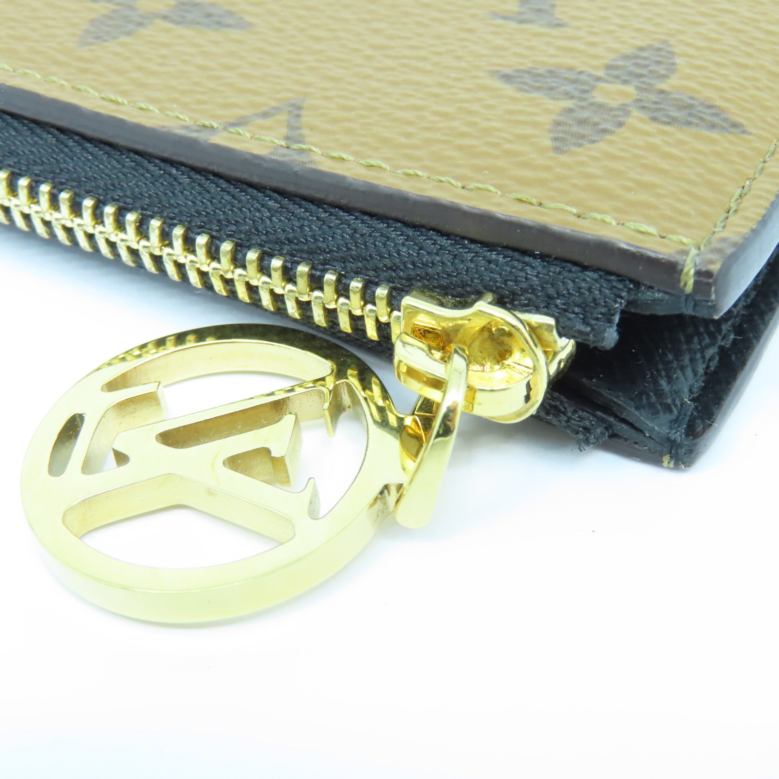 LOUIS VUITTON 【激減優惠】Monogram Reverse Card Case金扣卡片套啡色/黑色