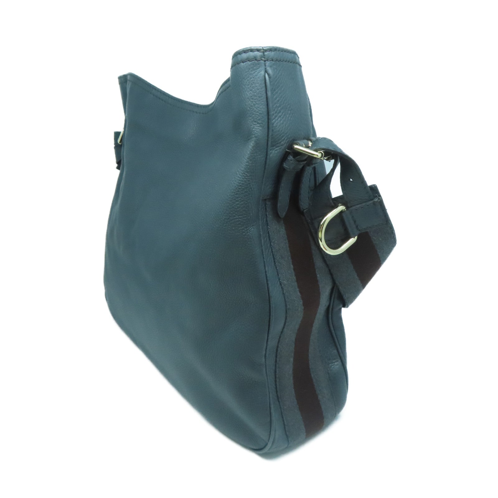 GUCCI 牛皮皮革Heritage Shoulder Bag金扣肩背袋灰色