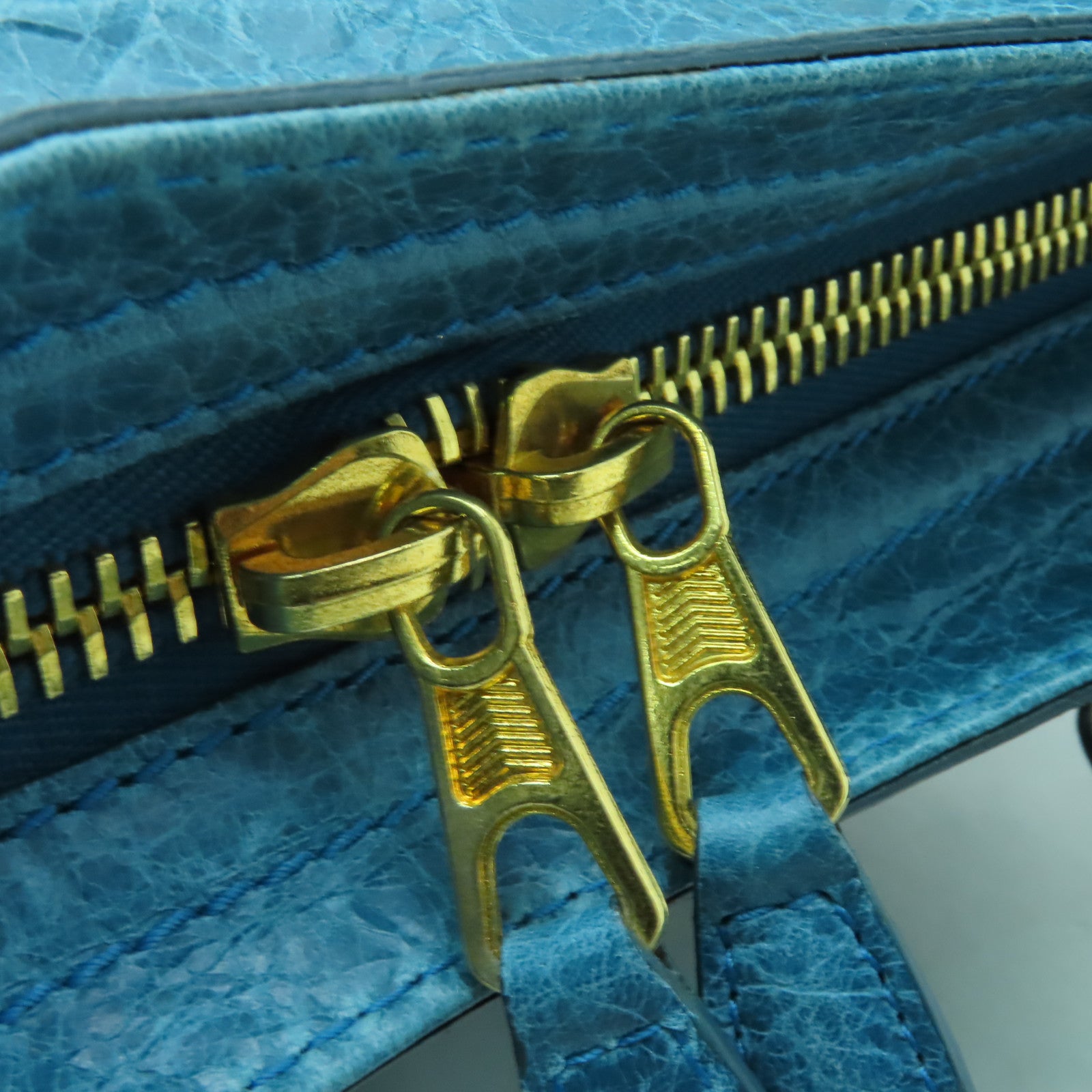 BALENCIAGA 牛皮皮革Giant City金扣手挽肩背兩用袋藍色