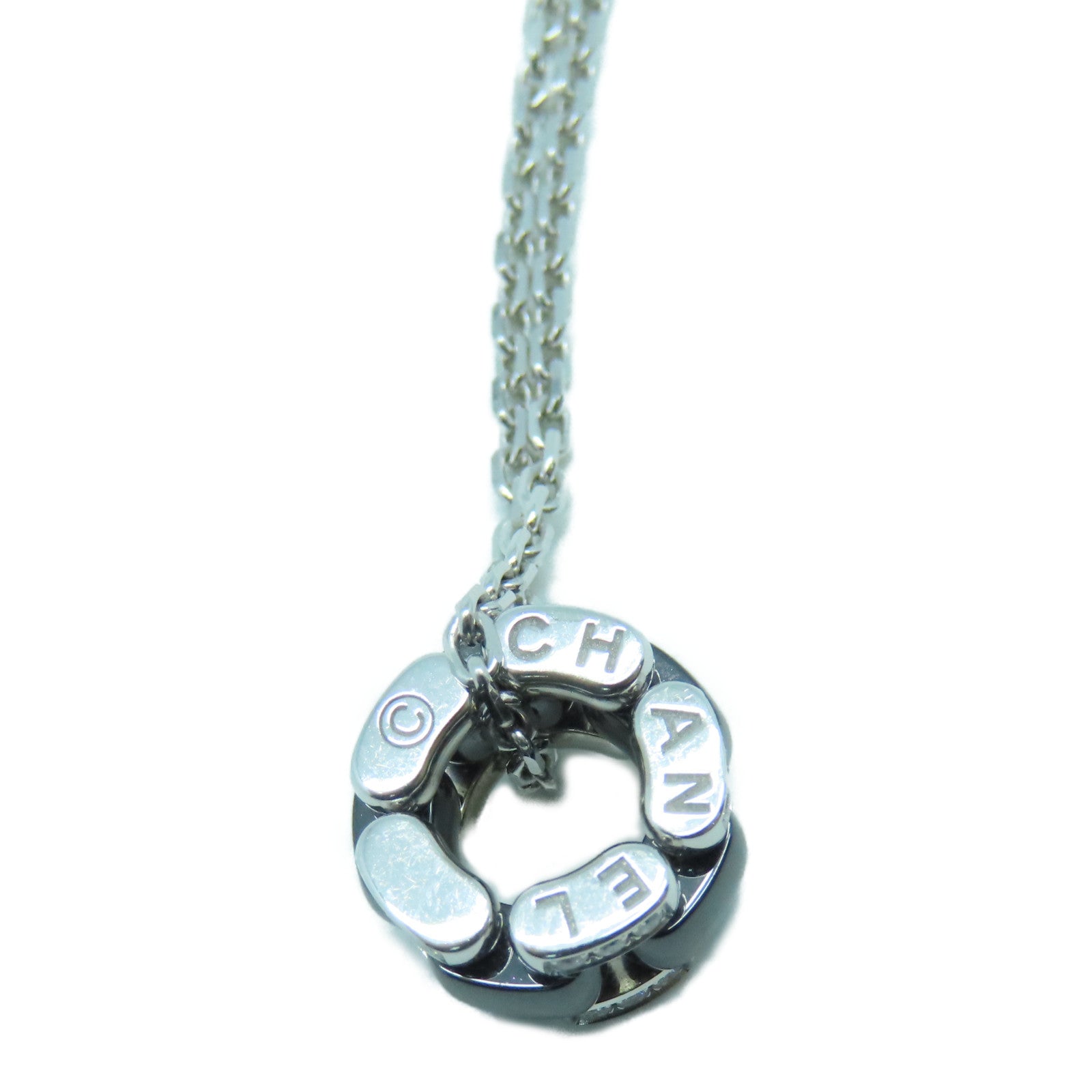 CHANEL 18K白金Ultra Necklace銀扣項鍊黑色銀色