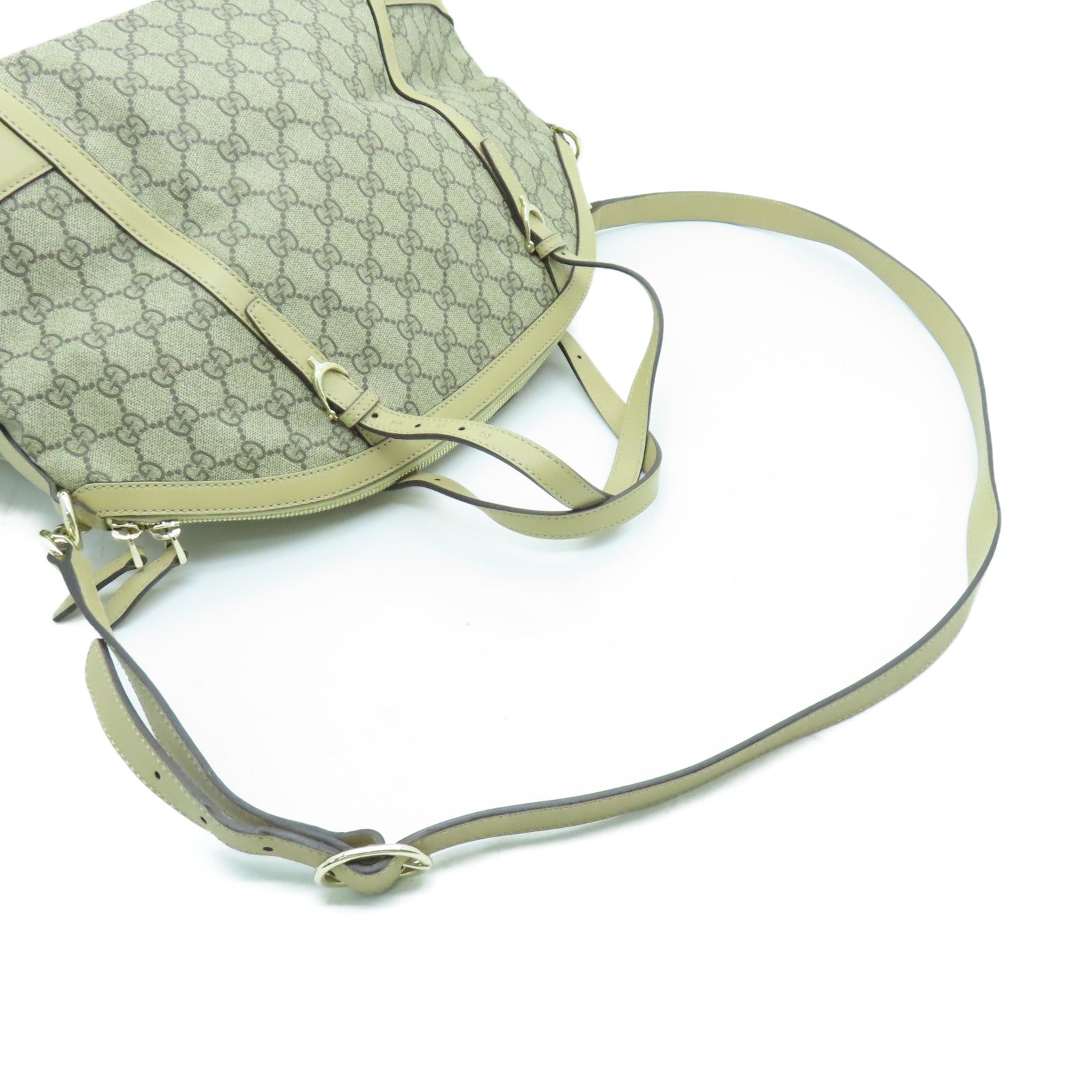 GUCCI 塗層帆布2 Way Shoulder金扣手挽肩背兩用袋灰色