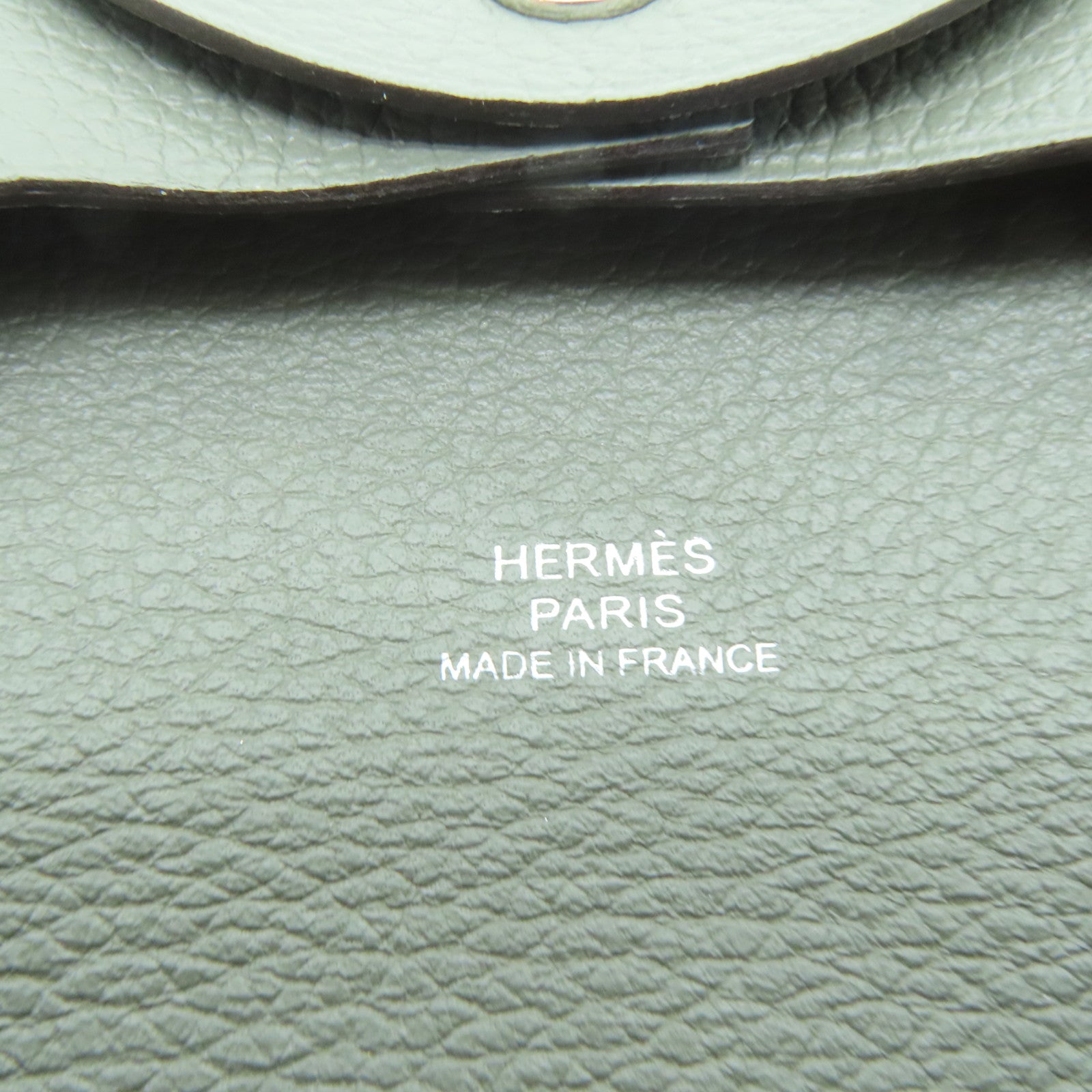 HERMES Chevre皮革Bastia銀扣零錢包灰色