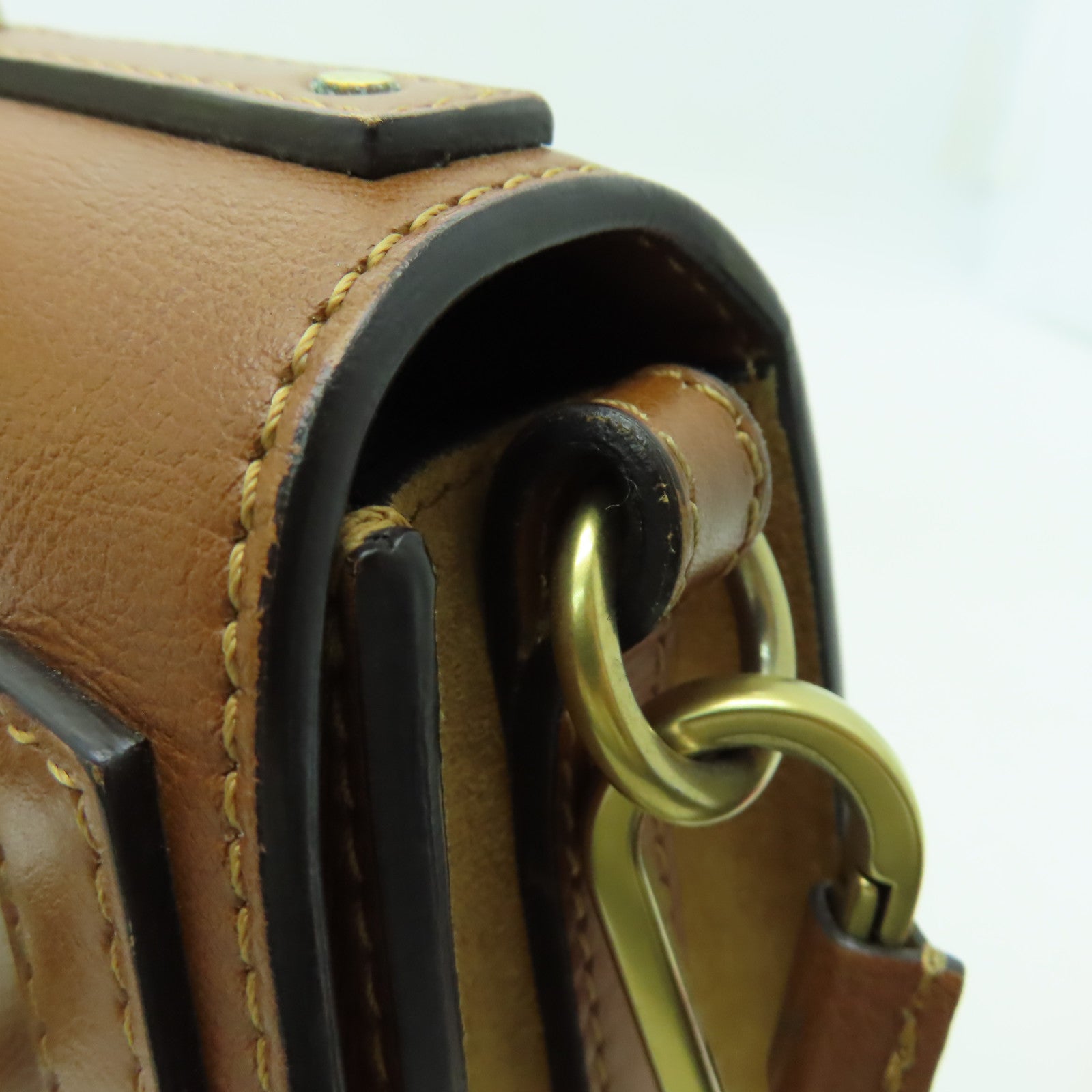 Chloe 牛皮/麂皮皮革Shoulder Bag金扣肩背袋啡色