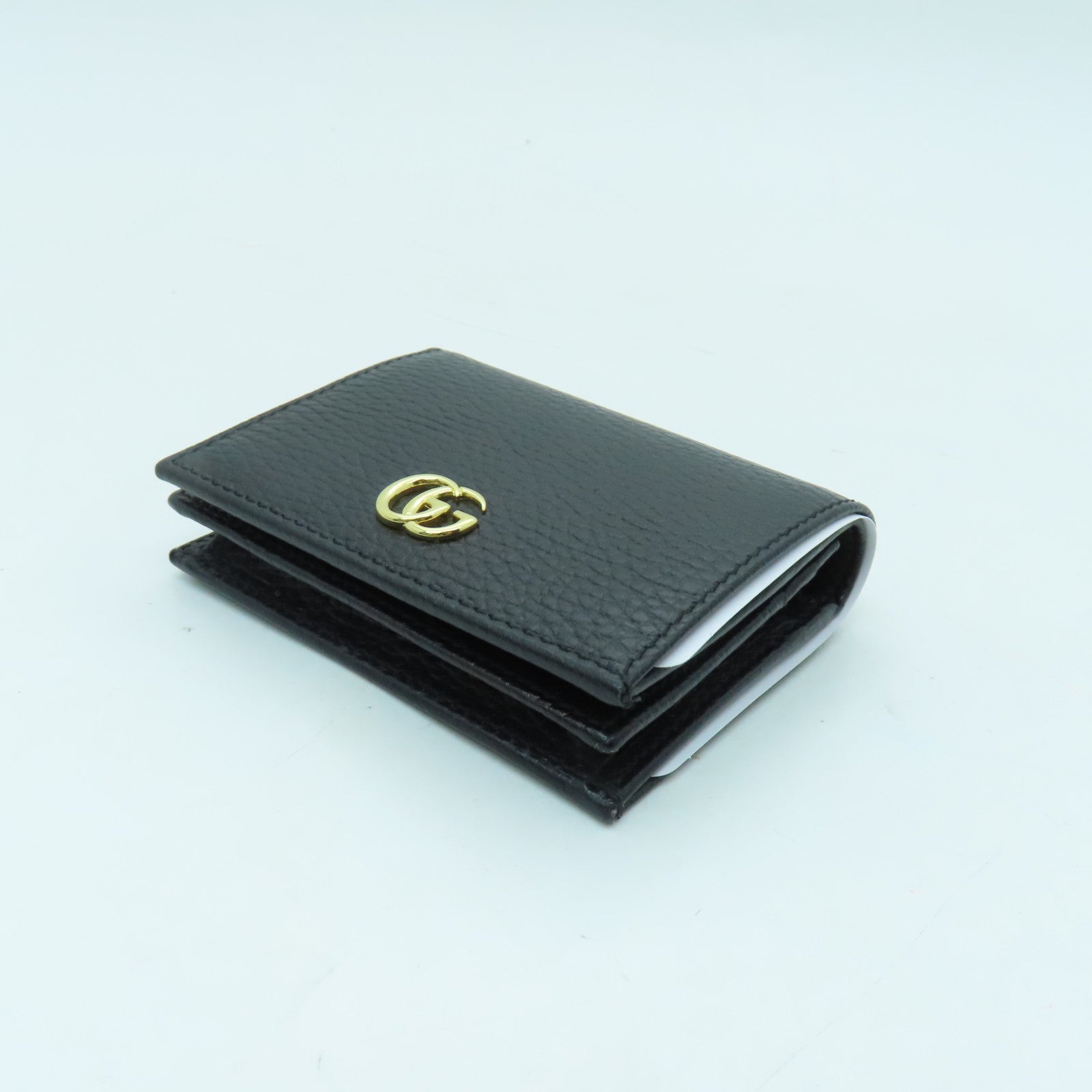 GUCCI 牛皮皮革GG Marmont Wallet金扣錢包黑色