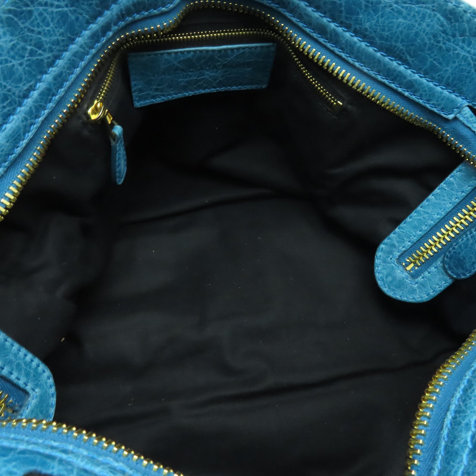 BALENCIAGA 牛皮皮革Giant City金扣手挽肩背兩用袋藍色