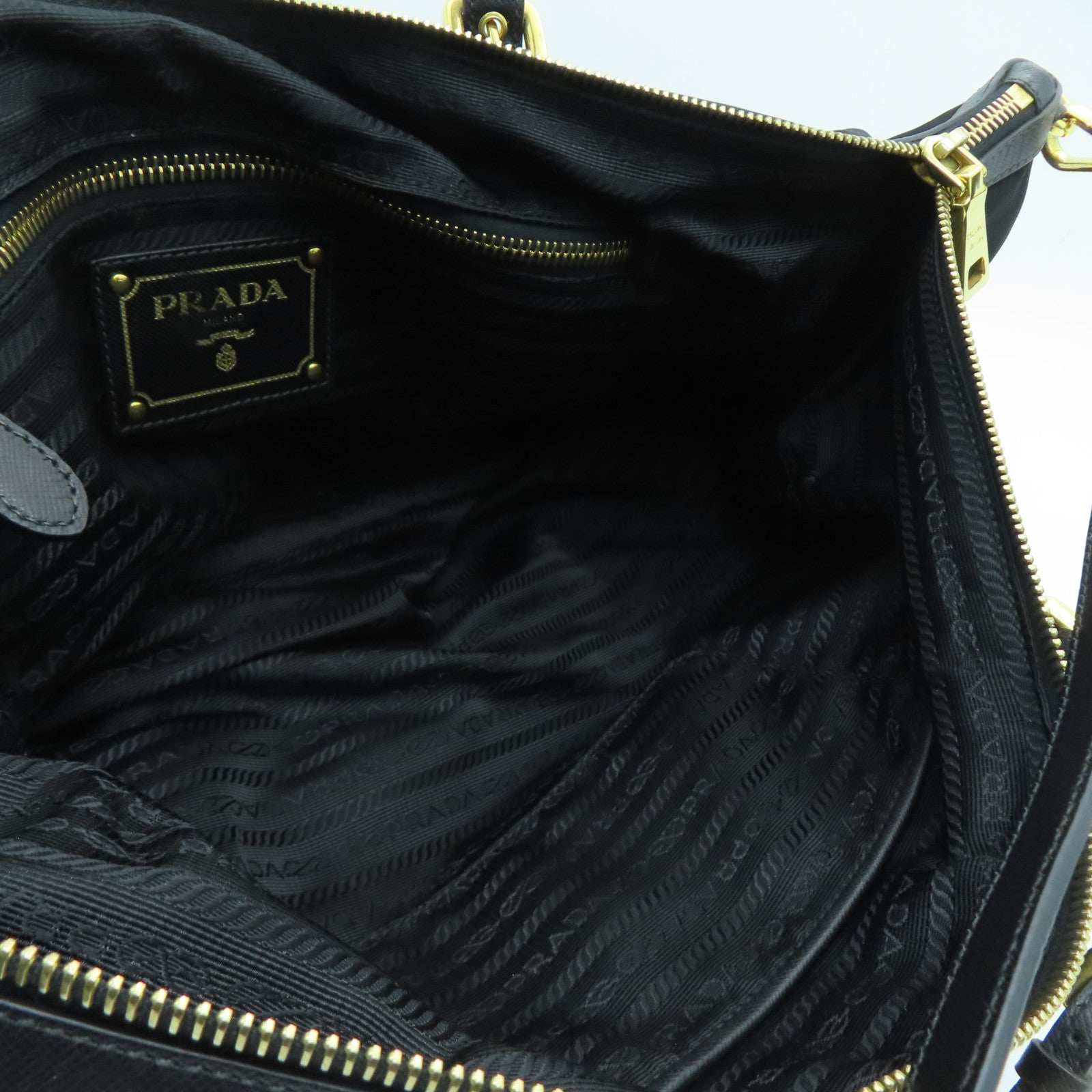 PRADA 尼龍2 Way Shoulder Handbag金扣肩背袋黑色