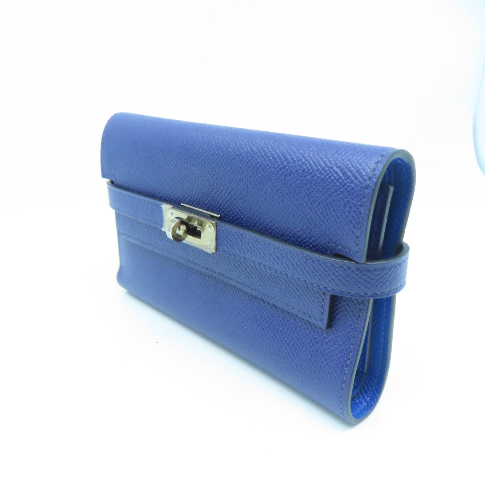 HERMES 【激減優惠】Veau Epsom皮革Kelly Wallet長錢包閃電藍色