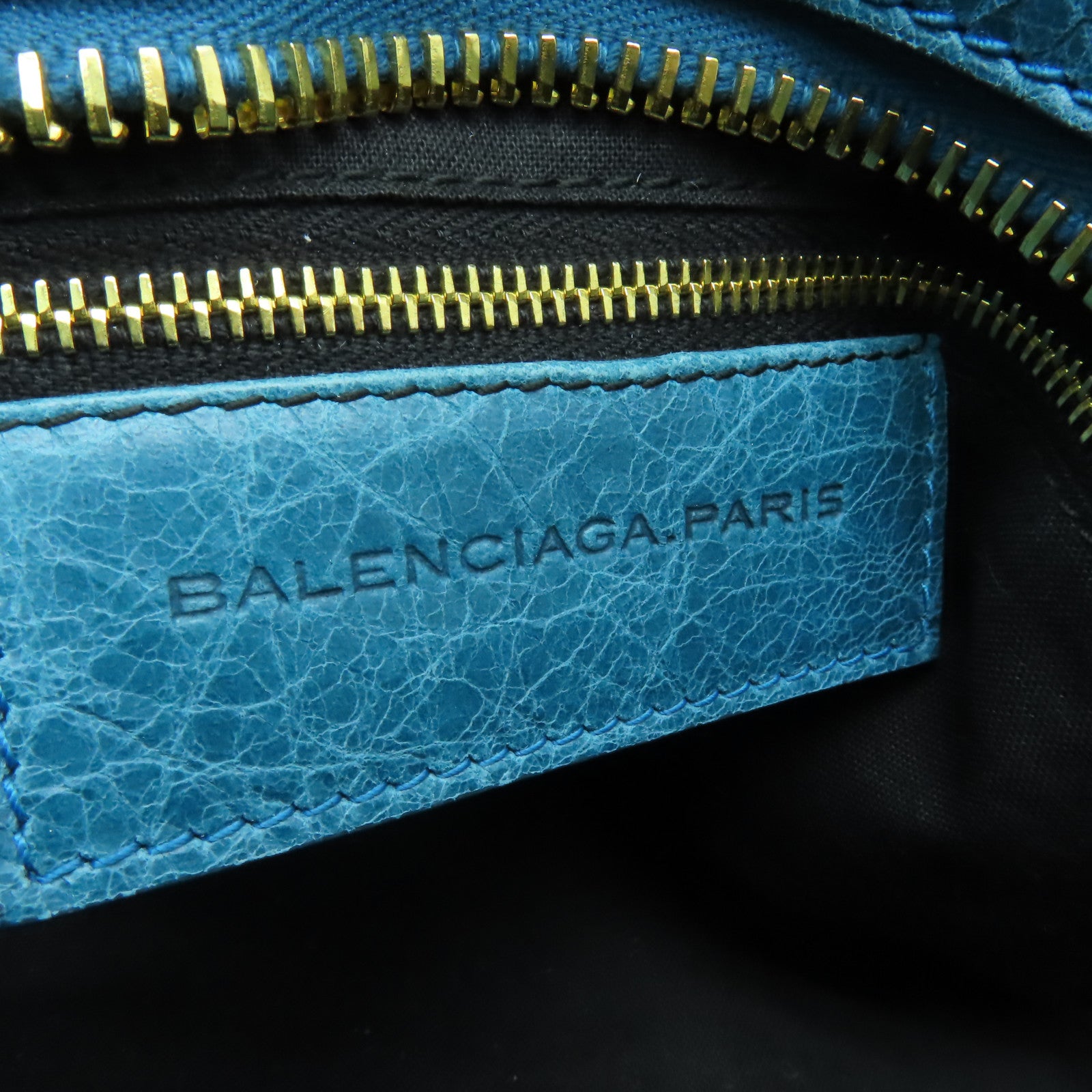 BALENCIAGA 牛皮皮革Giant City金扣手挽肩背兩用袋藍色