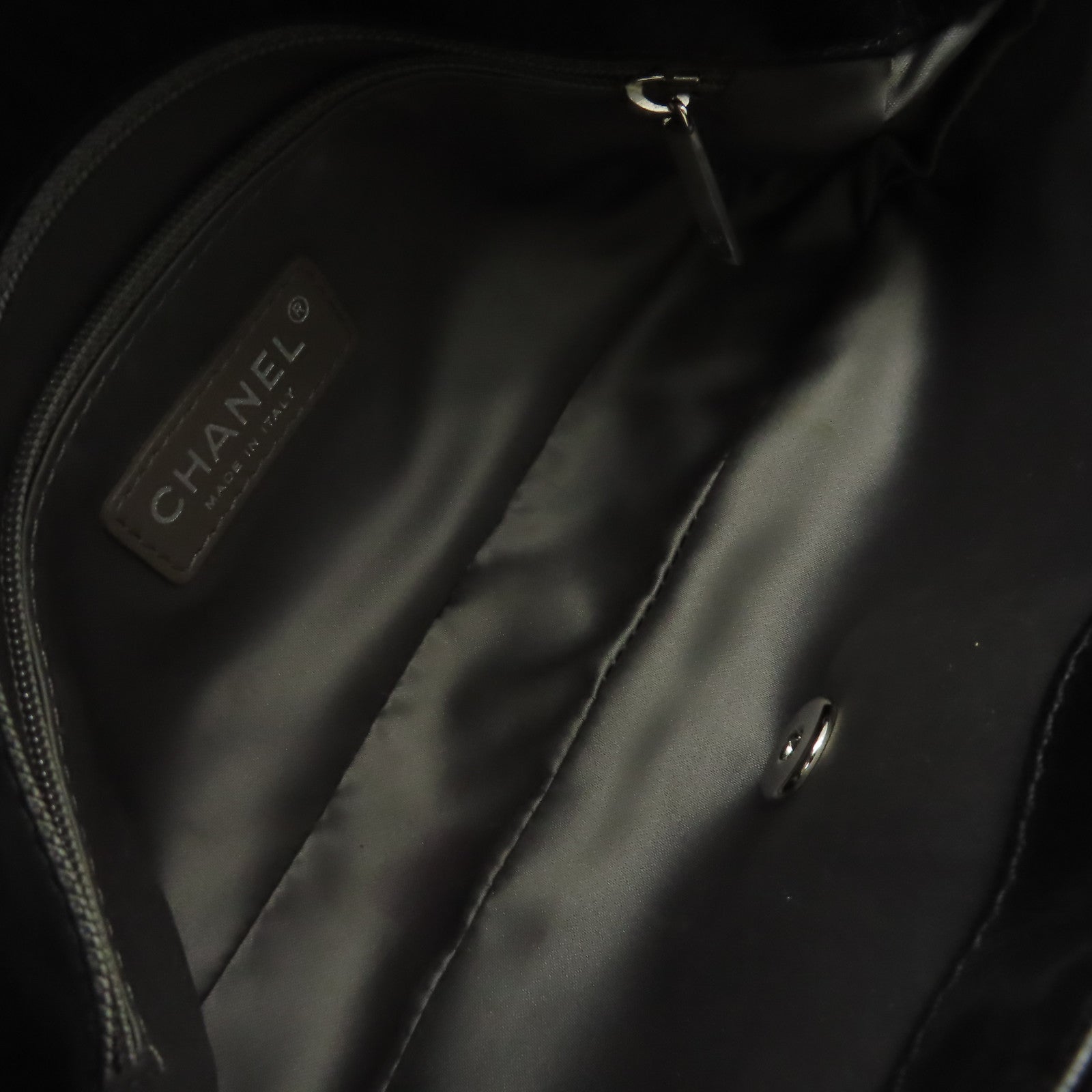 CHANEL 牛皮皮革Chain Shoulder Bag銀扣鏈帶肩背袋黑色