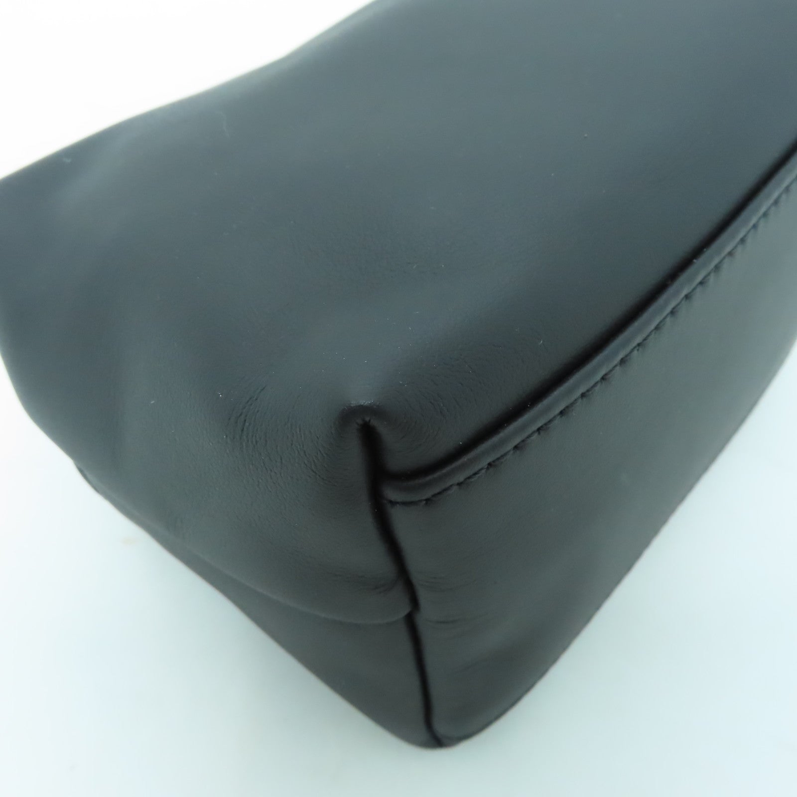 Longchamp 牛皮皮革２Way Shoulder Bag黑扣手挽肩背兩用袋黑色