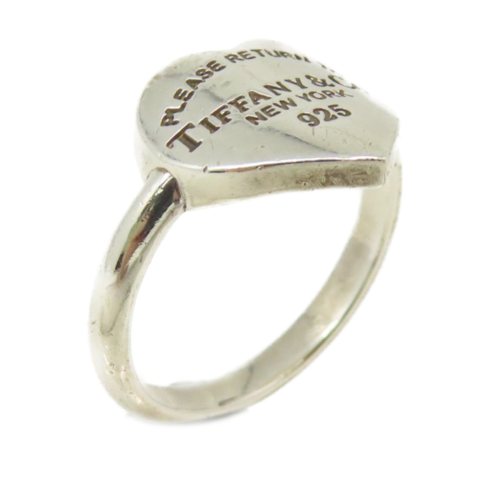 TIFFANY＆CO 925純銀Return to Tiffany Heart Signet Ring戒指US#4.25