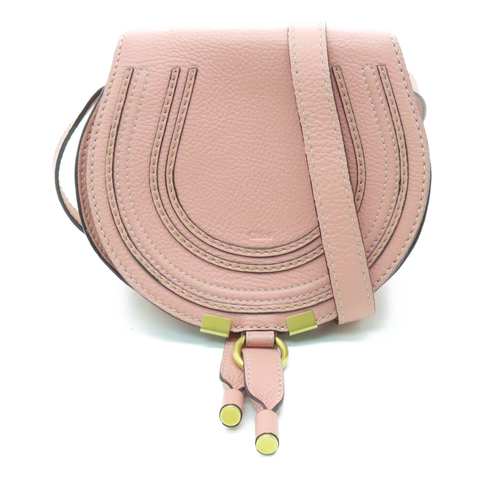 Chloe 牛皮皮革Small Marcie Bag金扣肩背袋粉紅色
