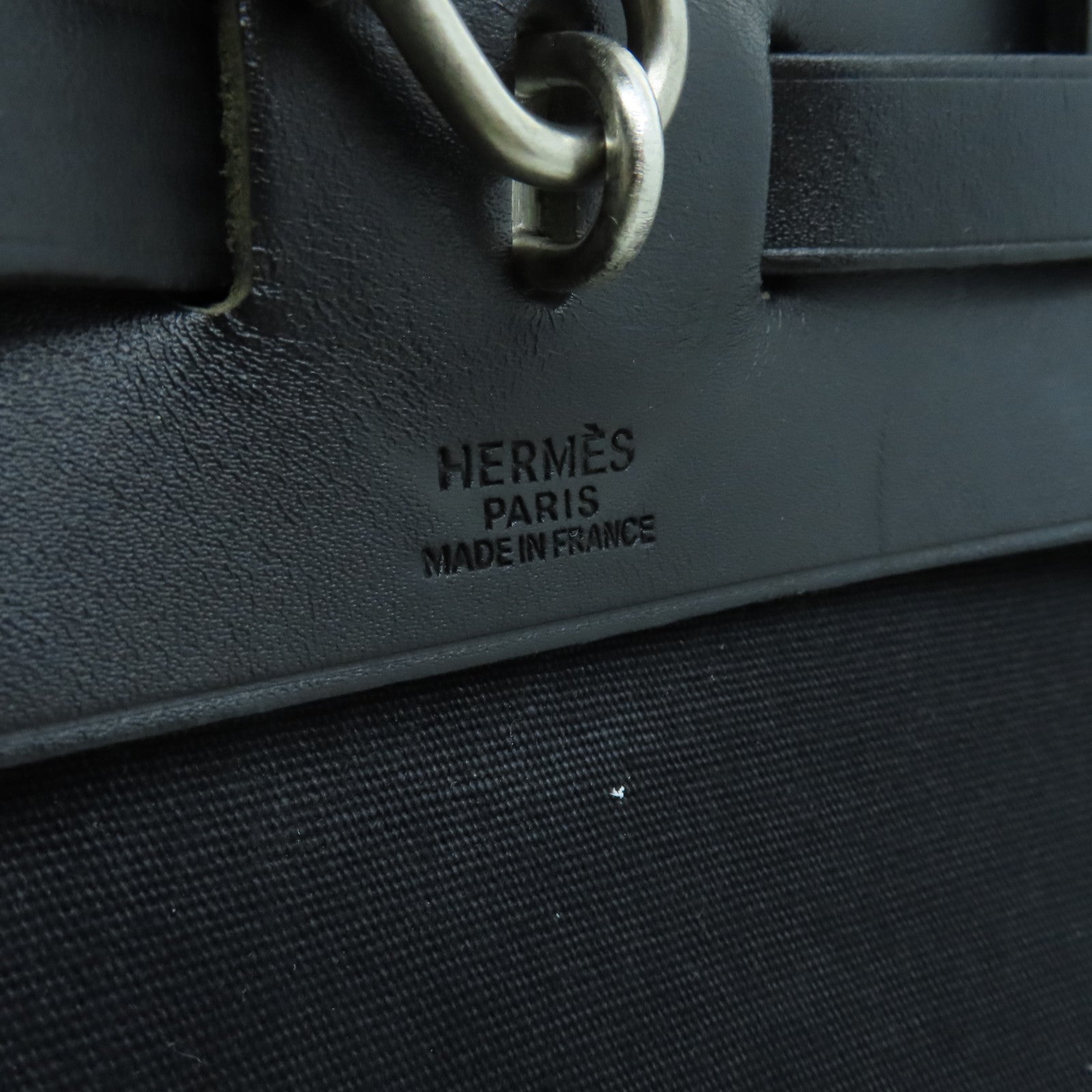 HERMES 帆布Herbag Backpack銀扣背包黑色