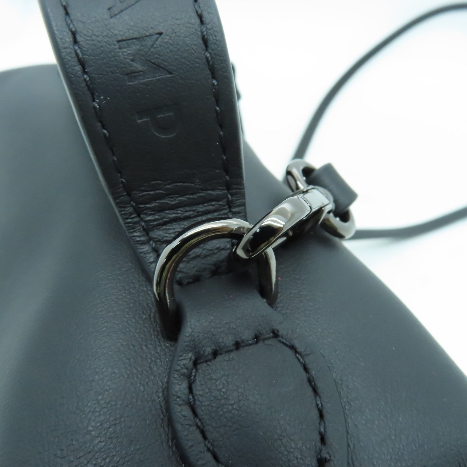 Longchamp 牛皮皮革２Way Shoulder Bag黑扣手挽肩背兩用袋黑色
