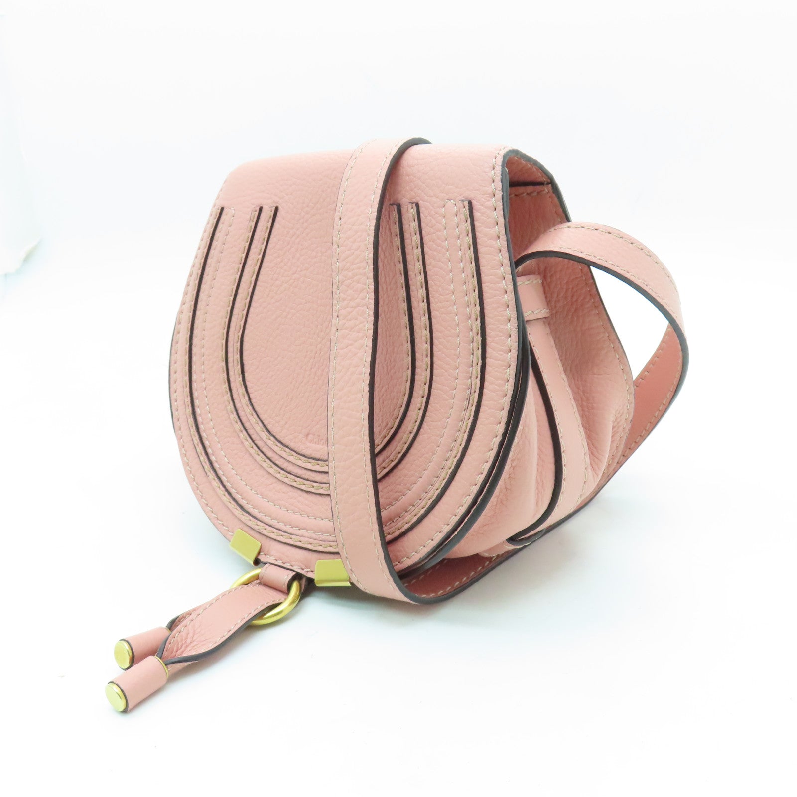 Chloe 牛皮皮革Small Marcie Bag金扣肩背袋粉紅色
