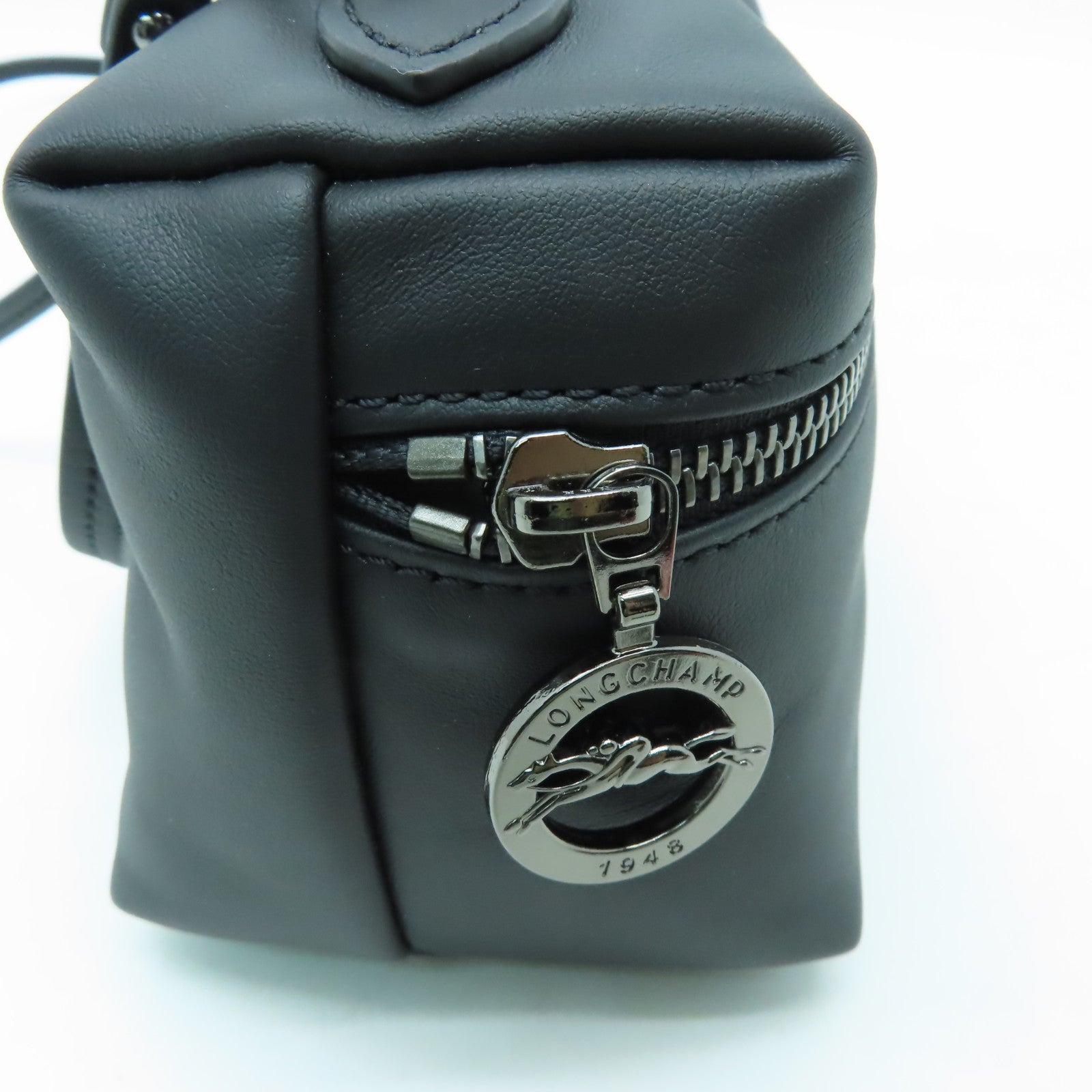 Longchamp 牛皮皮革２Way Shoulder Bag黑扣手挽肩背兩用袋黑色