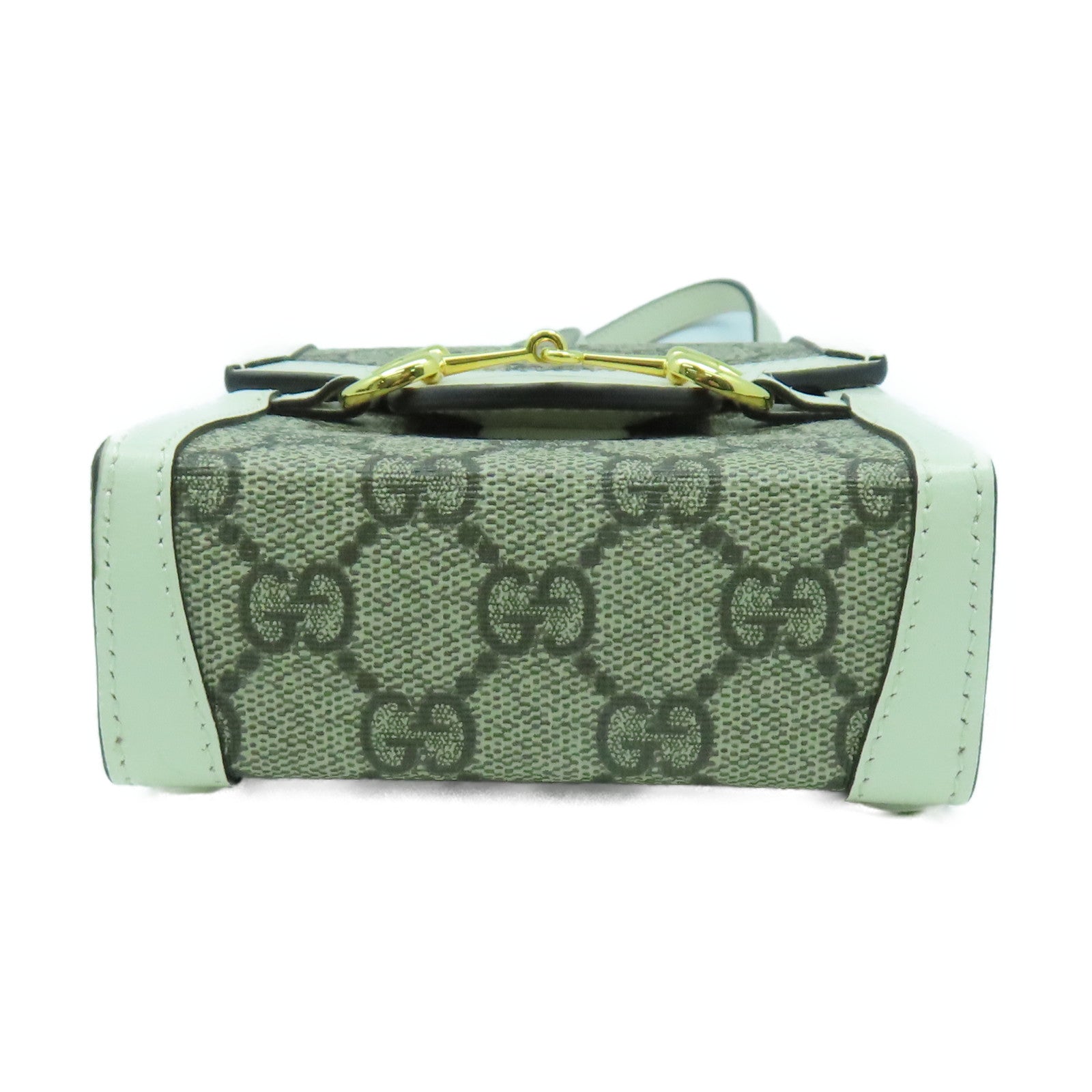 GUCCI 塗層帆布Shoulder Bag金扣肩背袋白色/啡色