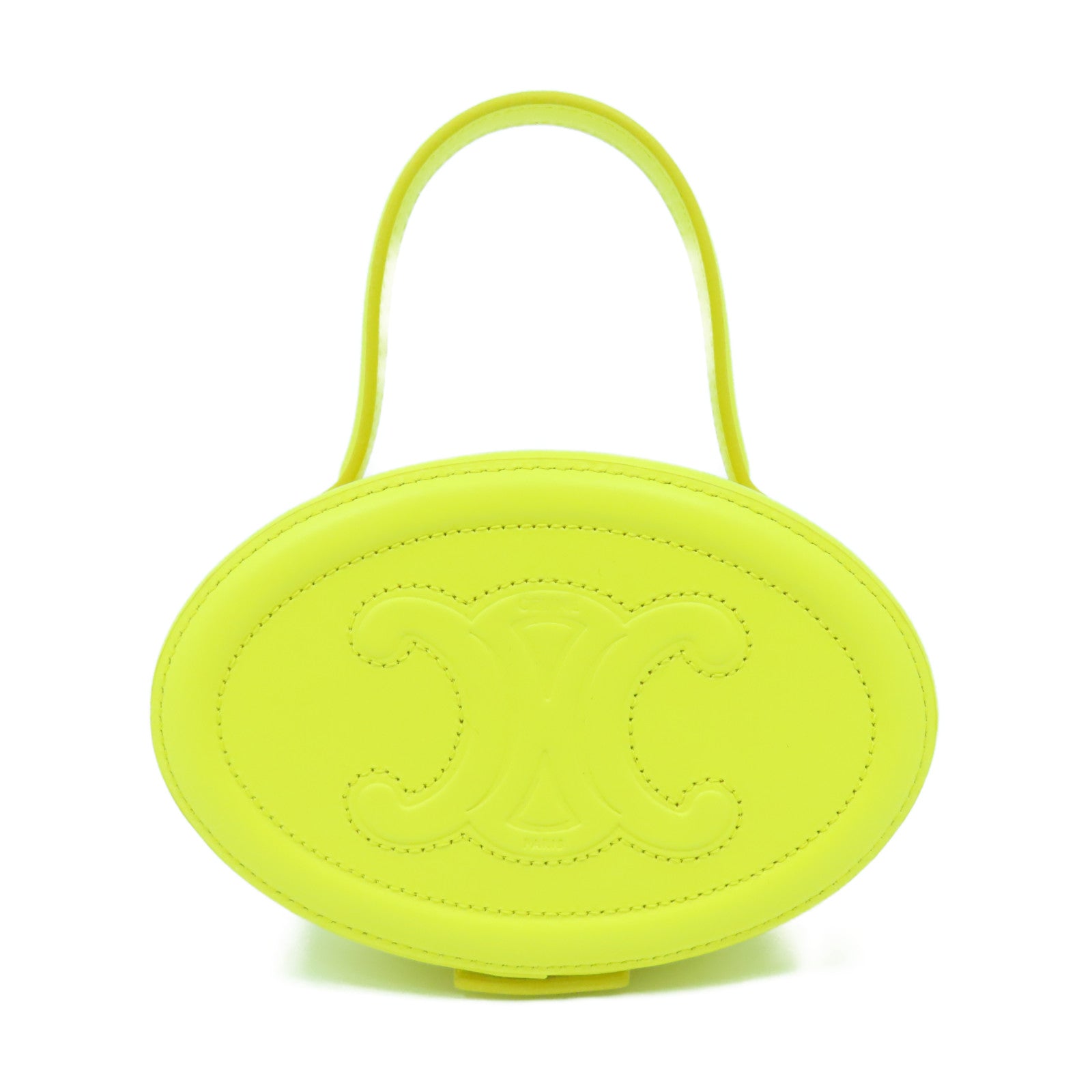 CELINE 牛皮皮革Cuir Triomphe Oval Minaudiere手挽袋黃色