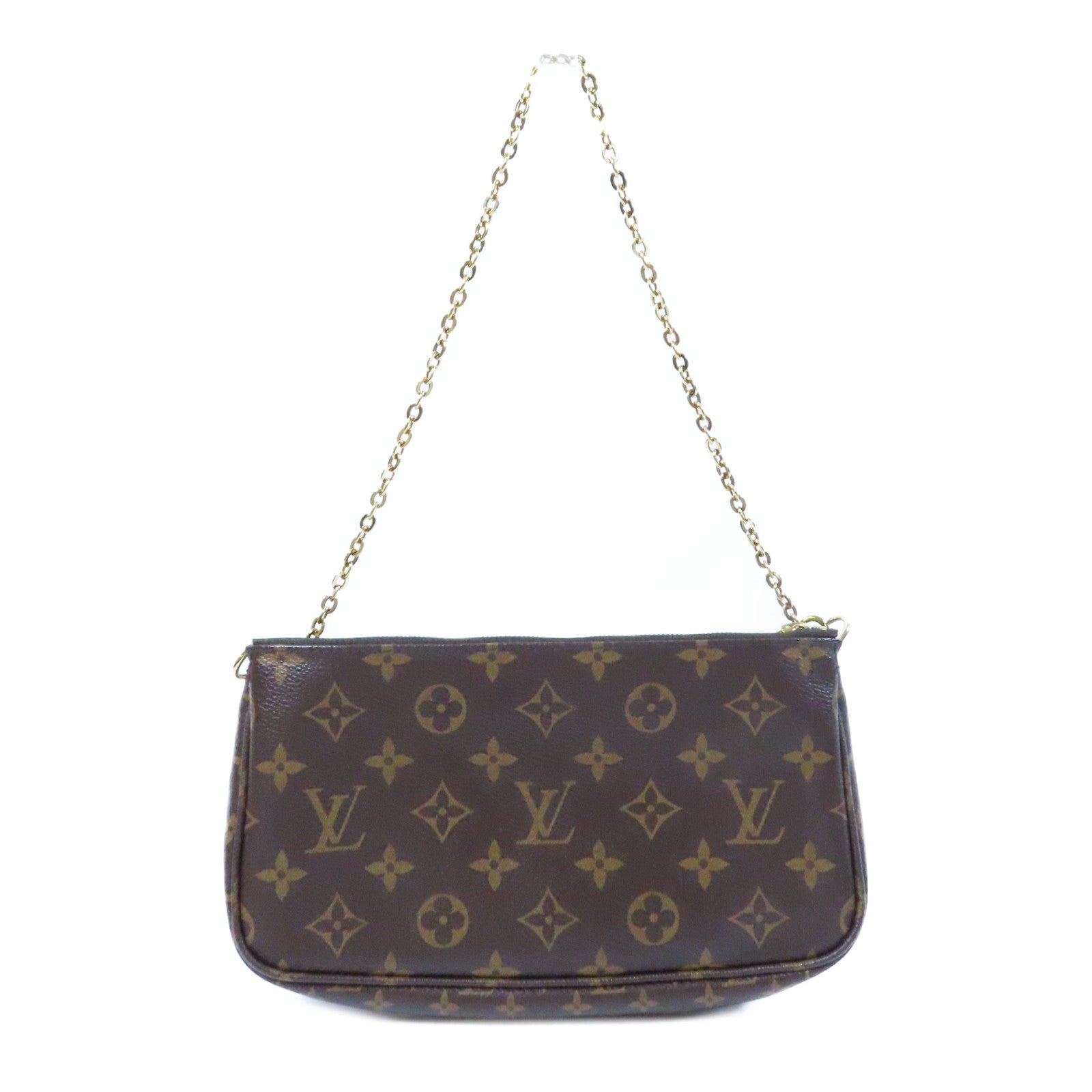 LOUIS VUITTON Monogram Multi Pochette Accessories金扣手挽肩背兩用袋啡色/粉紅色