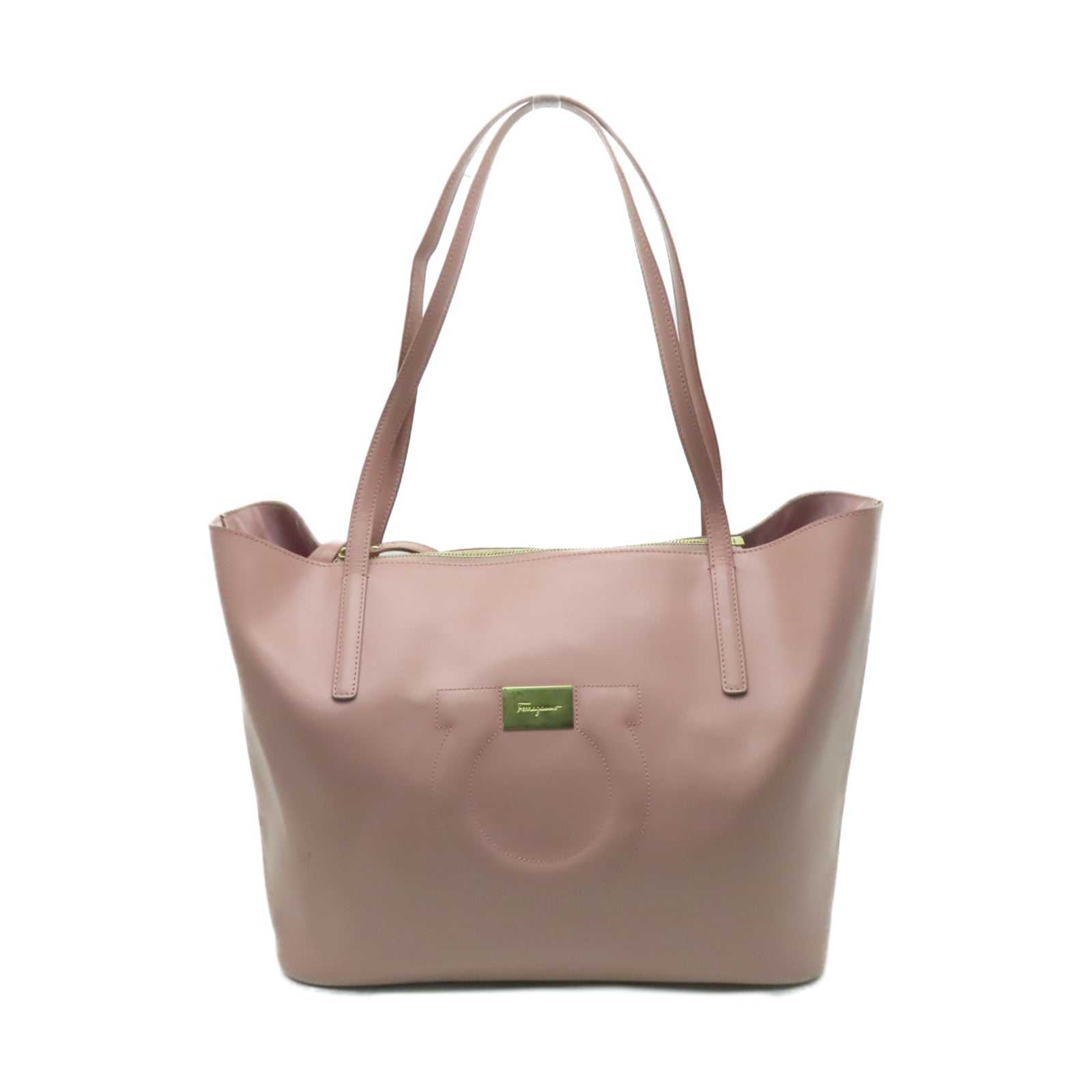 Salvatore Ferragamo 牛皮皮革Shoulder Tote金扣肩背袋粉紅色