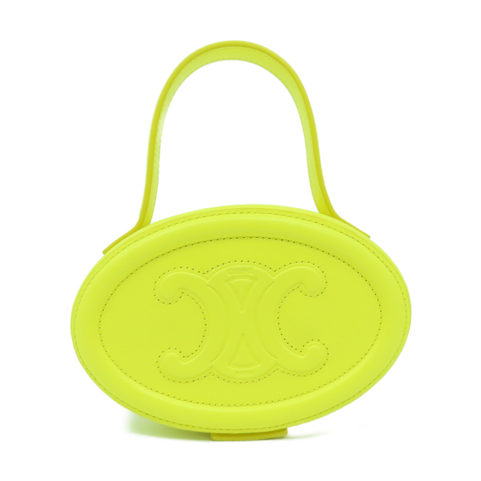 CELINE 牛皮皮革Cuir Triomphe Oval Minaudiere手挽袋黃色