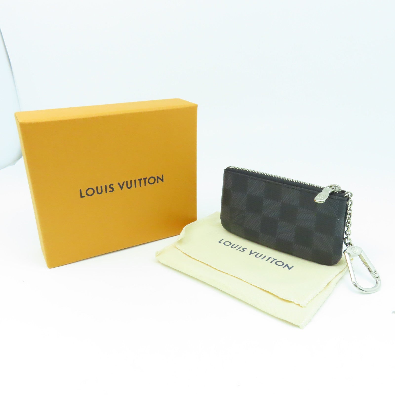 LOUIS VUITTON Damier Graphite Key Case銀扣鎖匙包/零錢包黑色