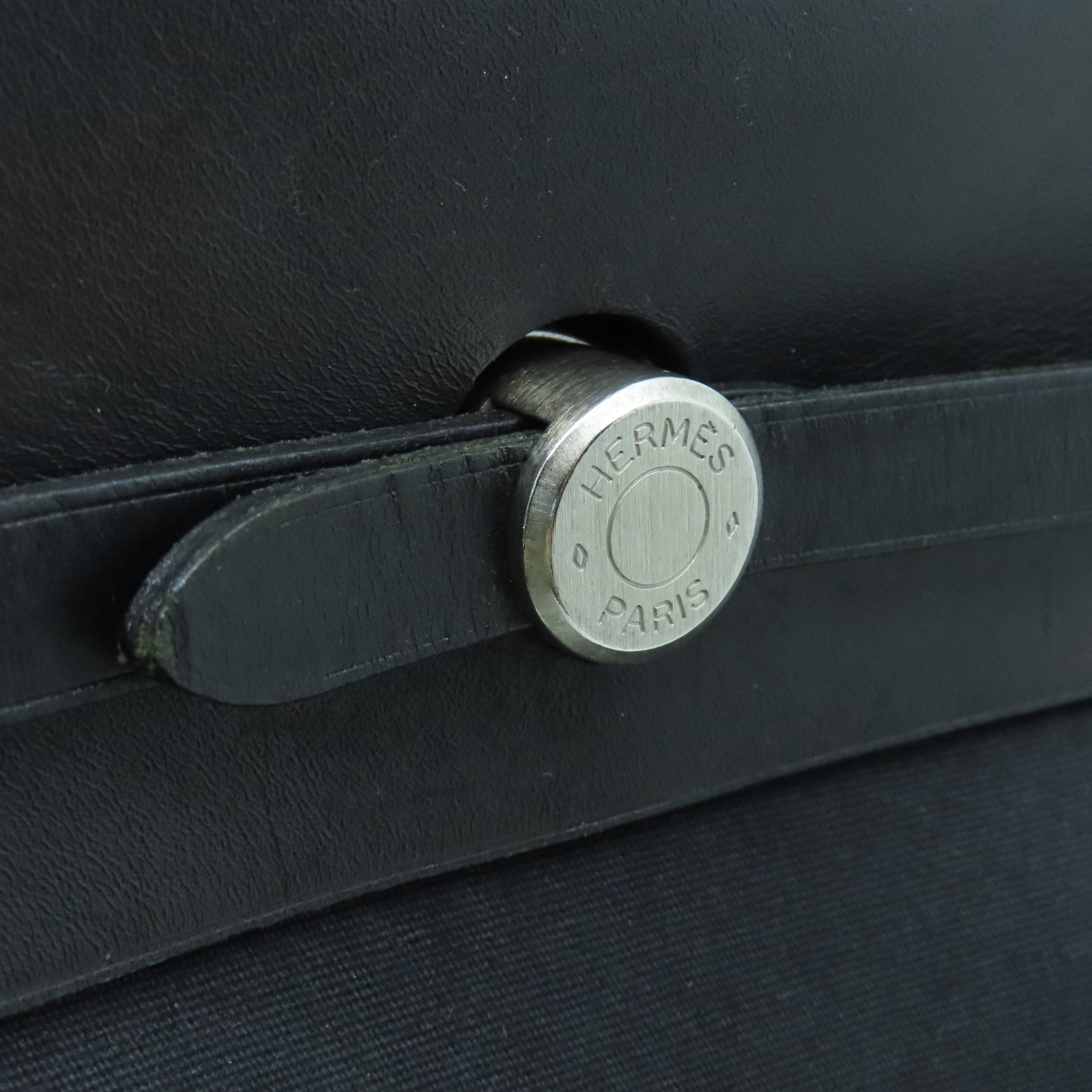 HERMES 帆布Herbag Backpack銀扣背包黑色