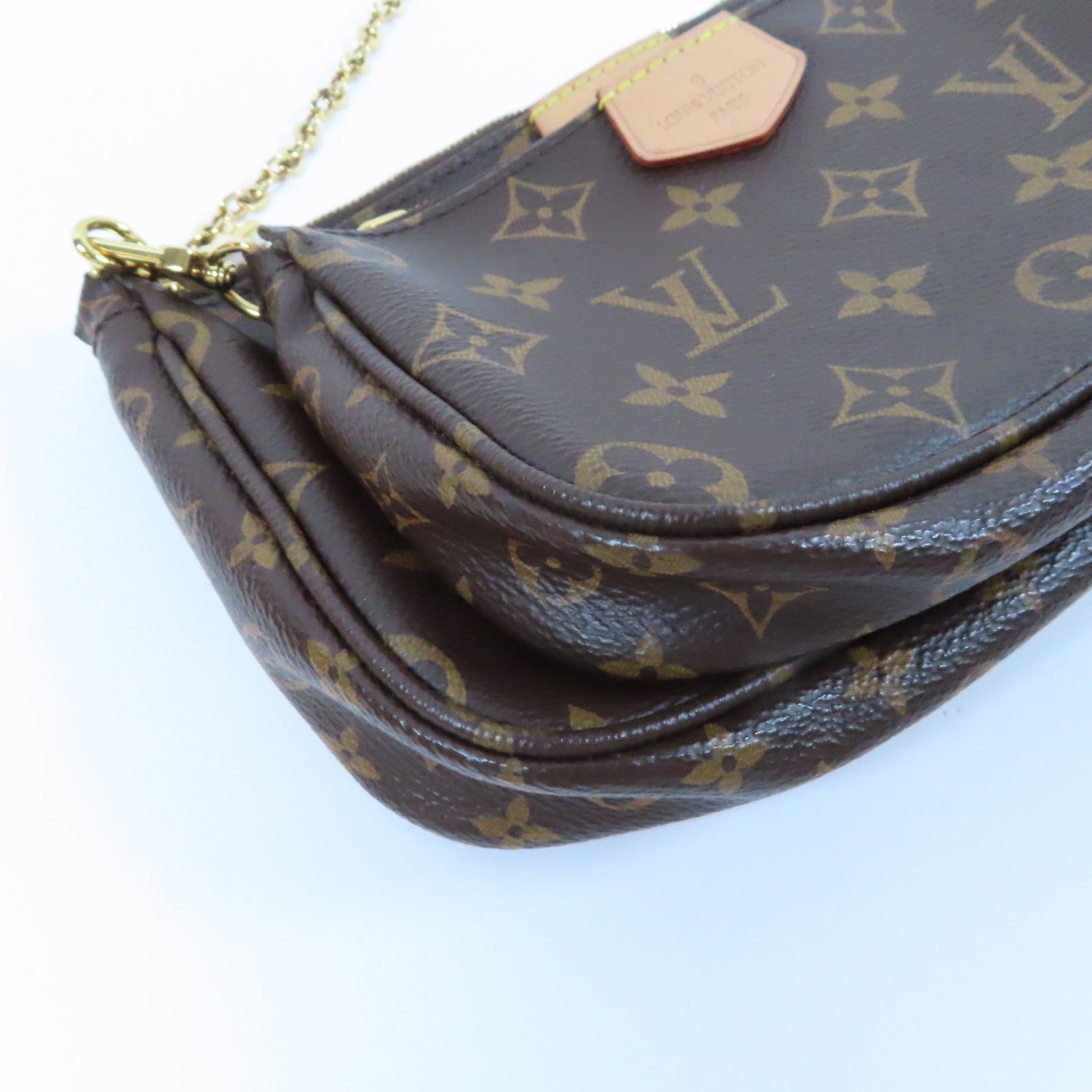 LOUIS VUITTON Monogram Multi Pochette Accessories金扣手挽肩背兩用袋啡色/粉紅色