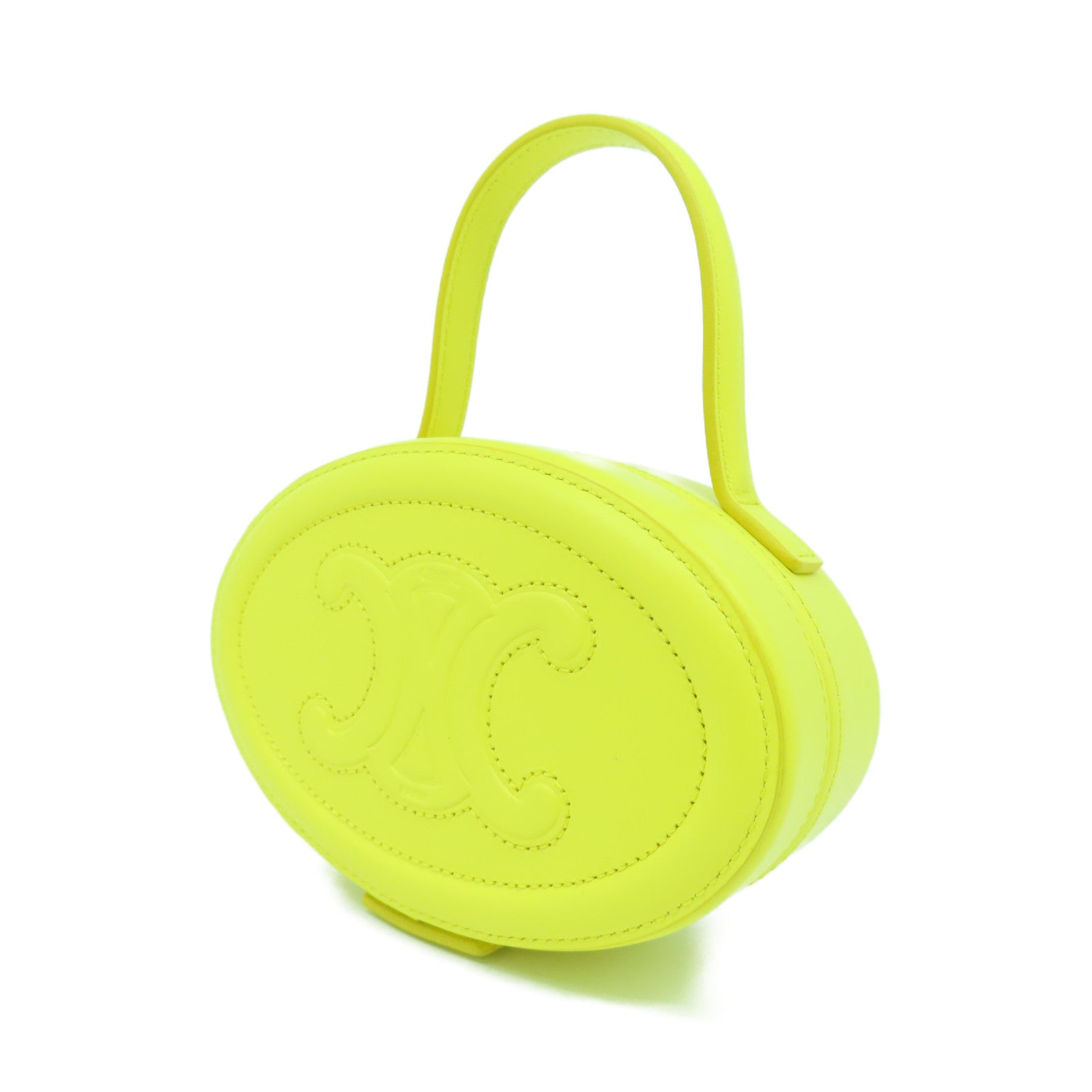 CELINE 牛皮皮革Cuir Triomphe Oval Minaudiere手挽袋黃色