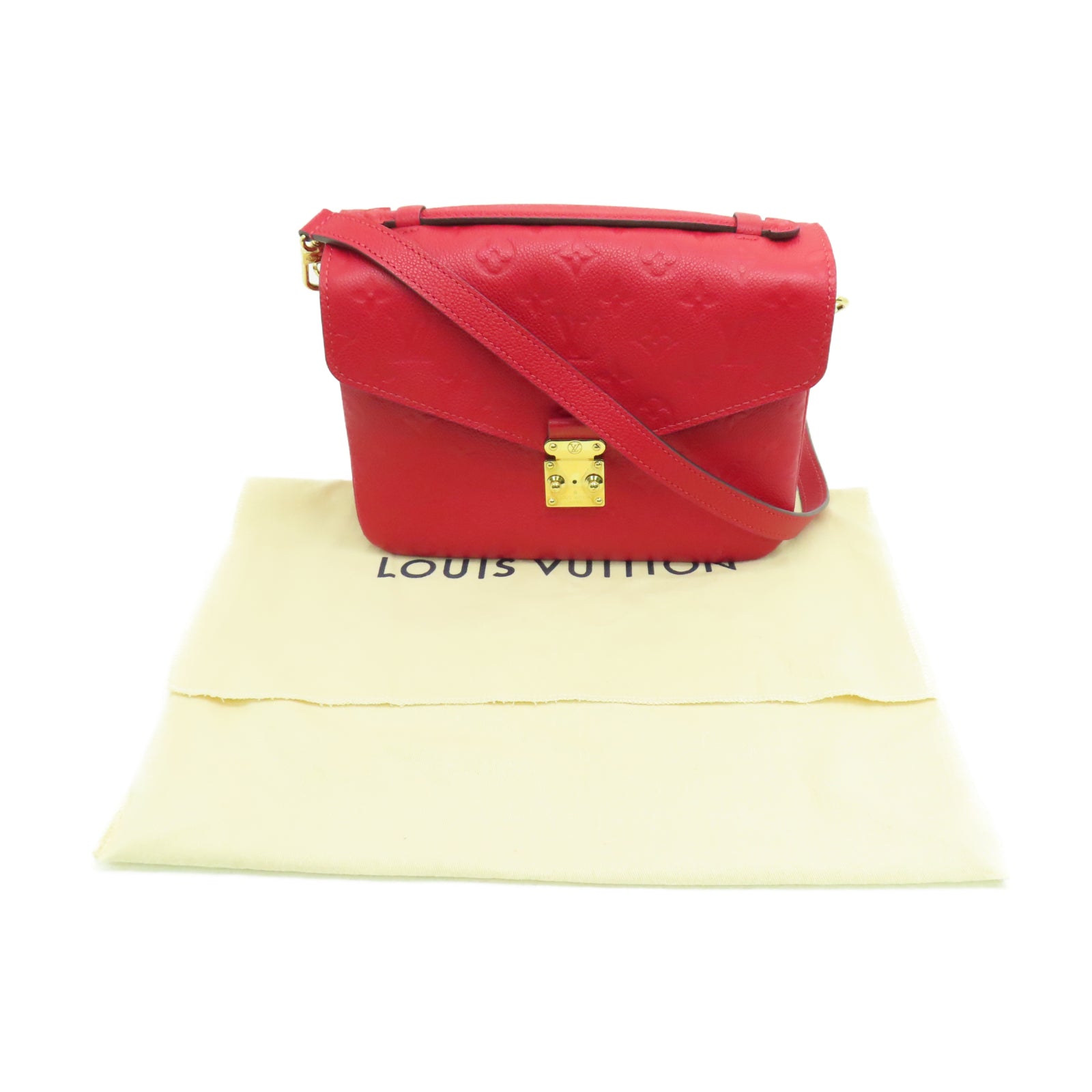 LOUIS VUITTON 【激減優惠】Monogram Empreinte Pochette Metis金扣肩背袋紅色