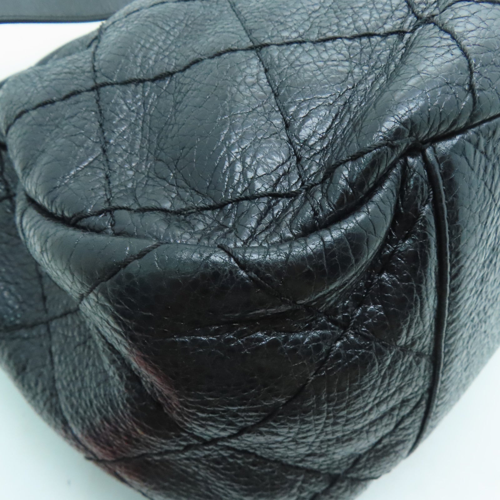 CHANEL 菱格牛皮皮革Shoulder Bag銀扣肩背袋黑色
