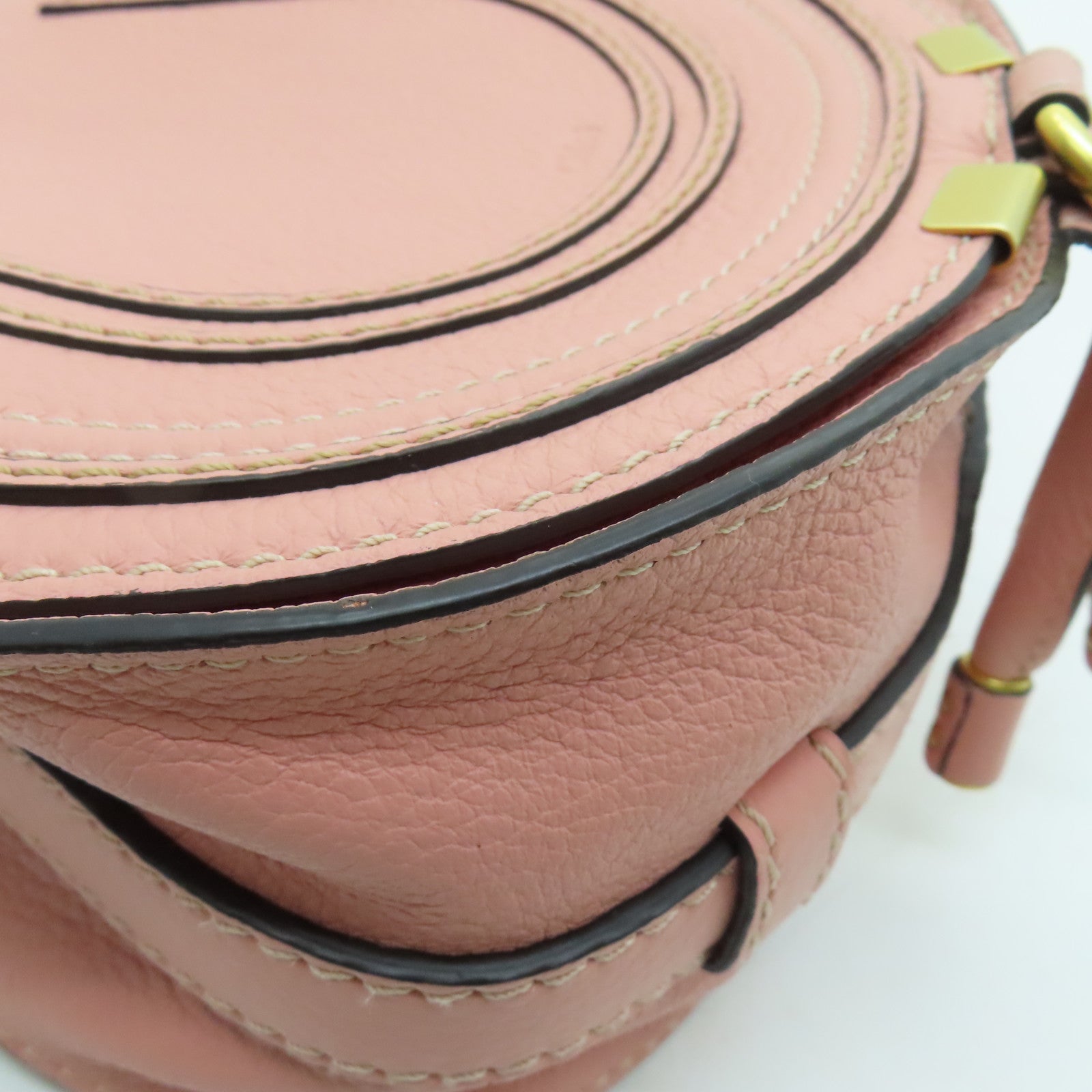 Chloe 牛皮皮革Small Marcie Bag金扣肩背袋粉紅色