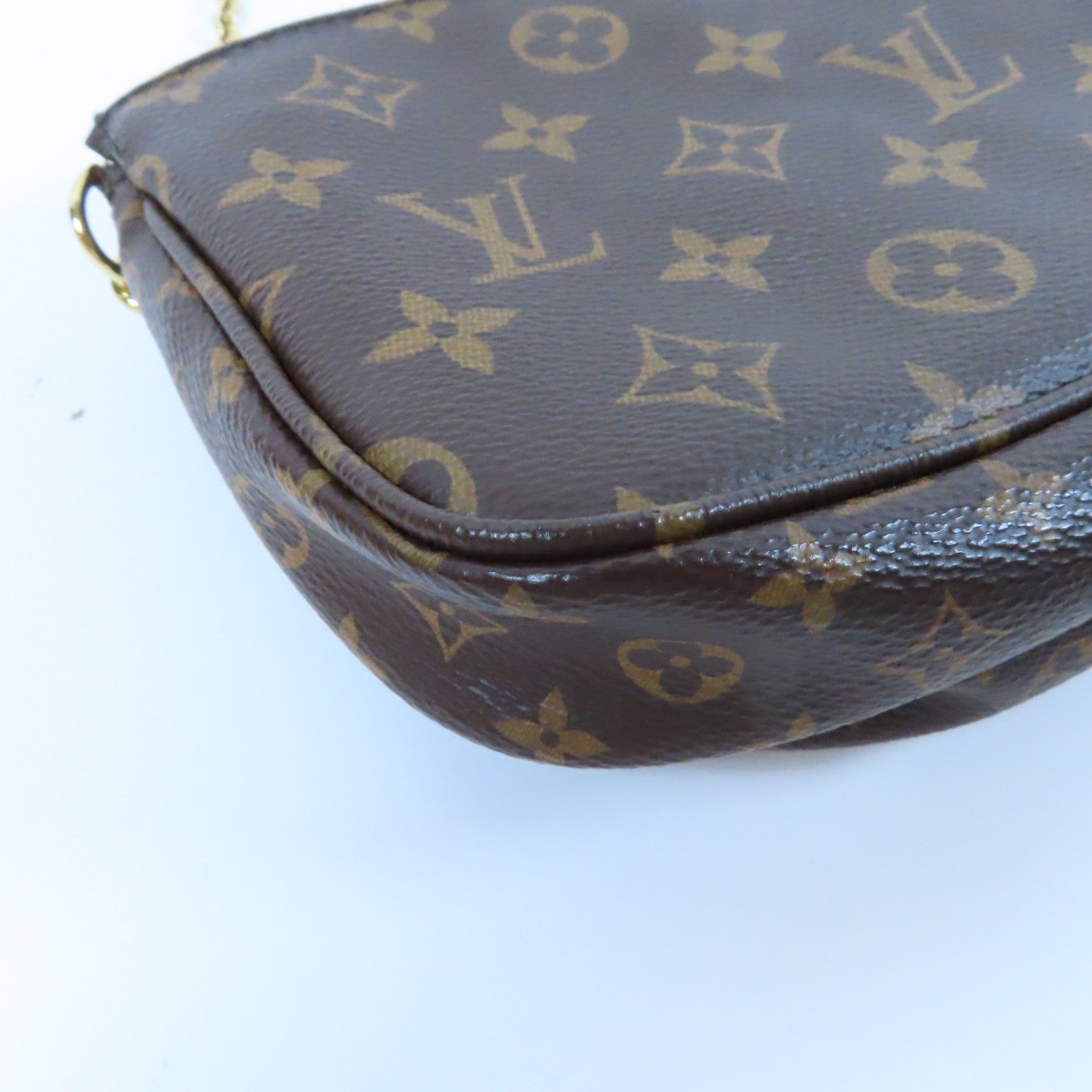 LOUIS VUITTON Monogram Multi Pochette Accessories金扣手挽肩背兩用袋啡色/粉紅色