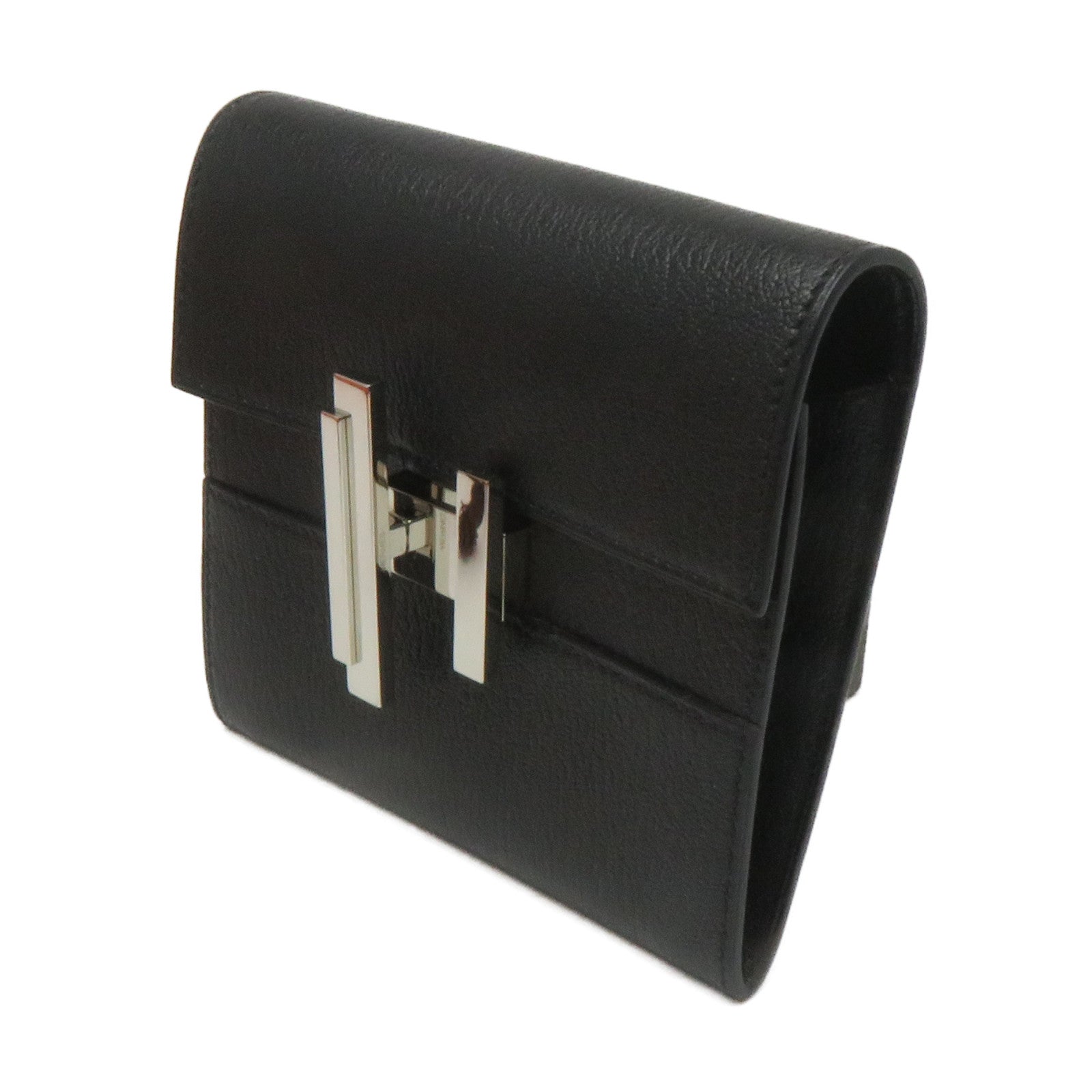 HERMES Chevre皮革Cinhetic Mini Shoulder Wallet肩背钱包Blakc黑色