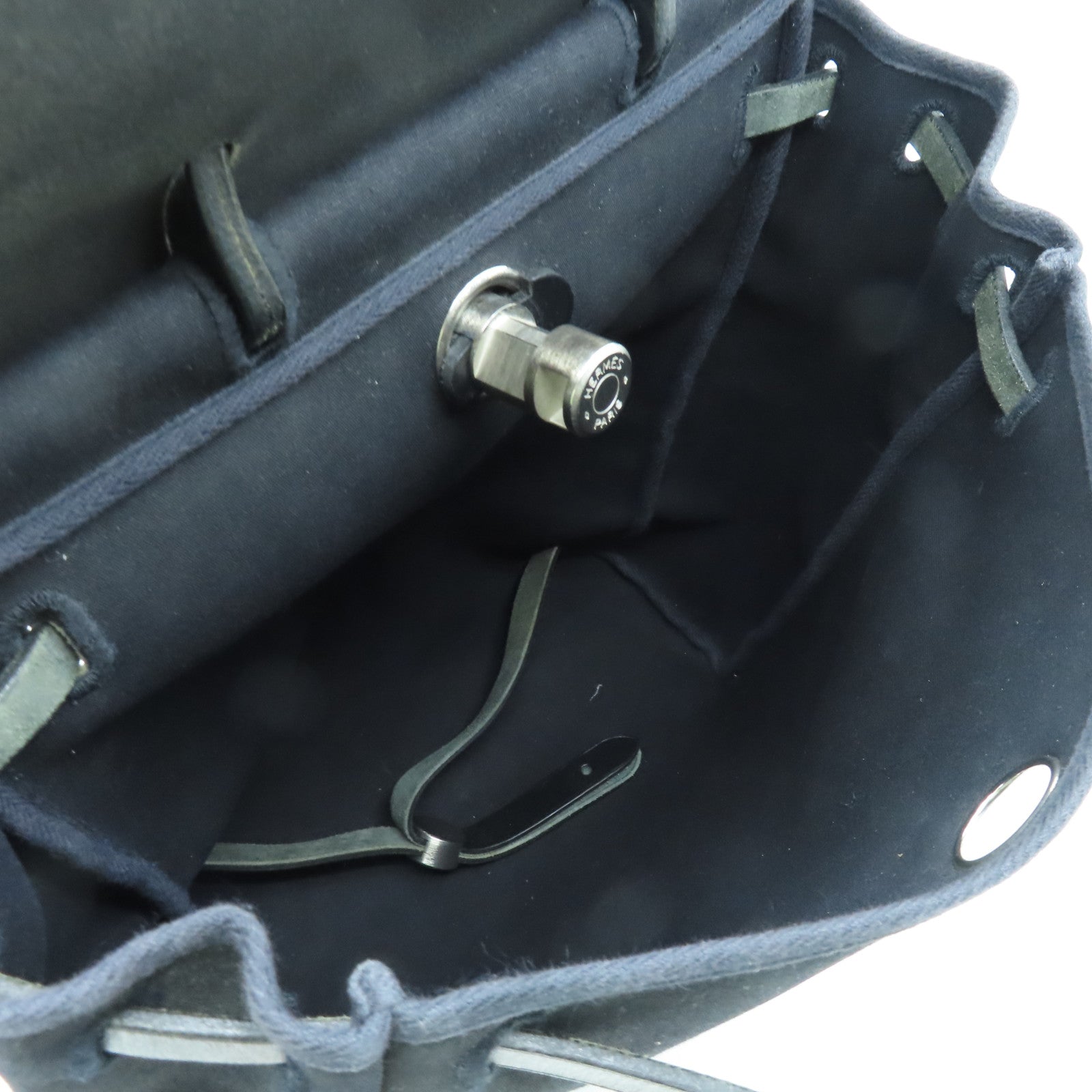 HERMES 帆布Herbag Backpack銀扣背包黑色