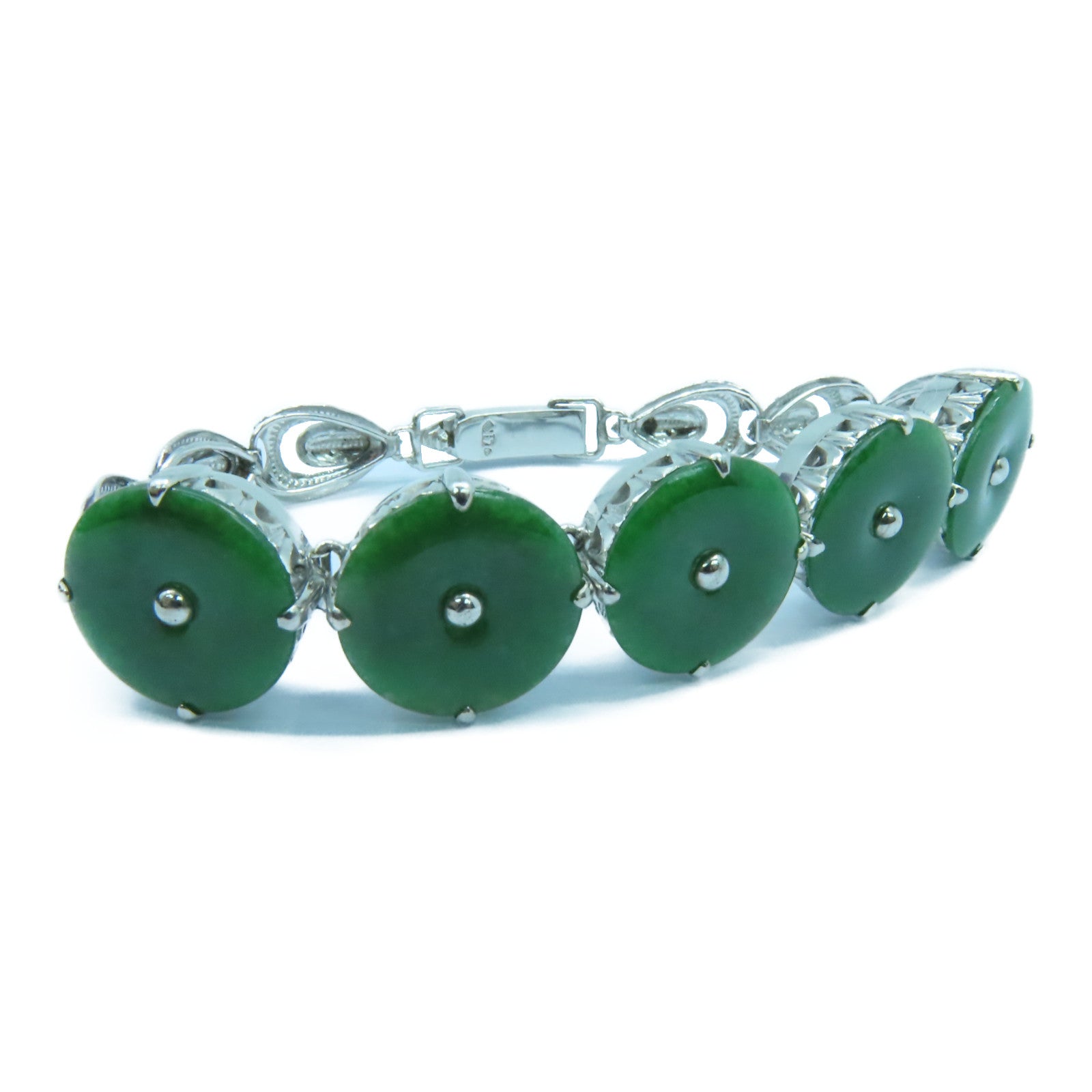 JEWELRY 4K白金Jade Bracelet翡翠手鏈綠色/銀色