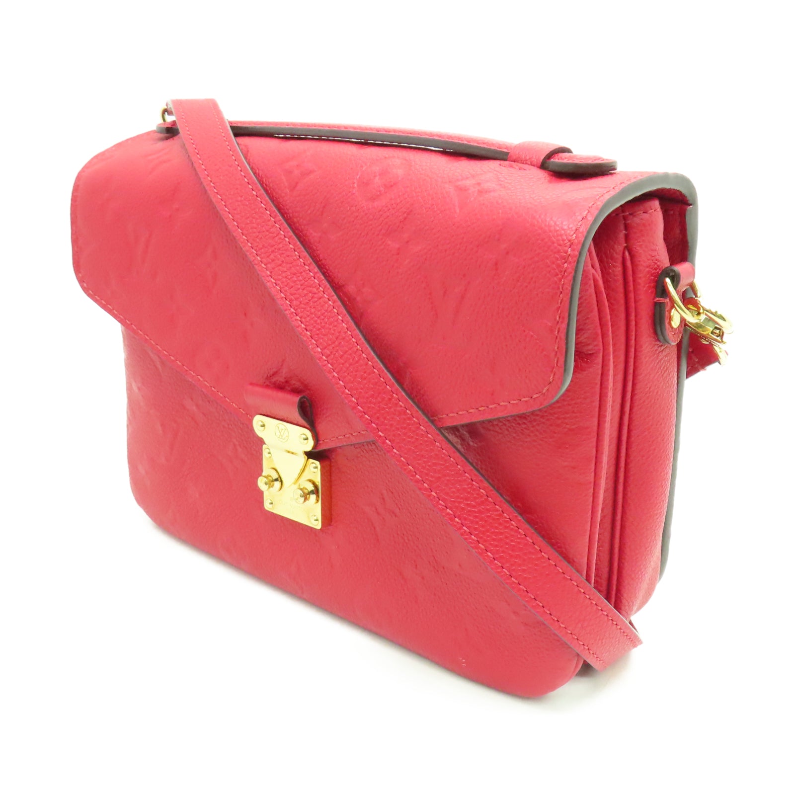 LOUIS VUITTON 【激減優惠】Monogram Empreinte Pochette Metis金扣肩背袋紅色