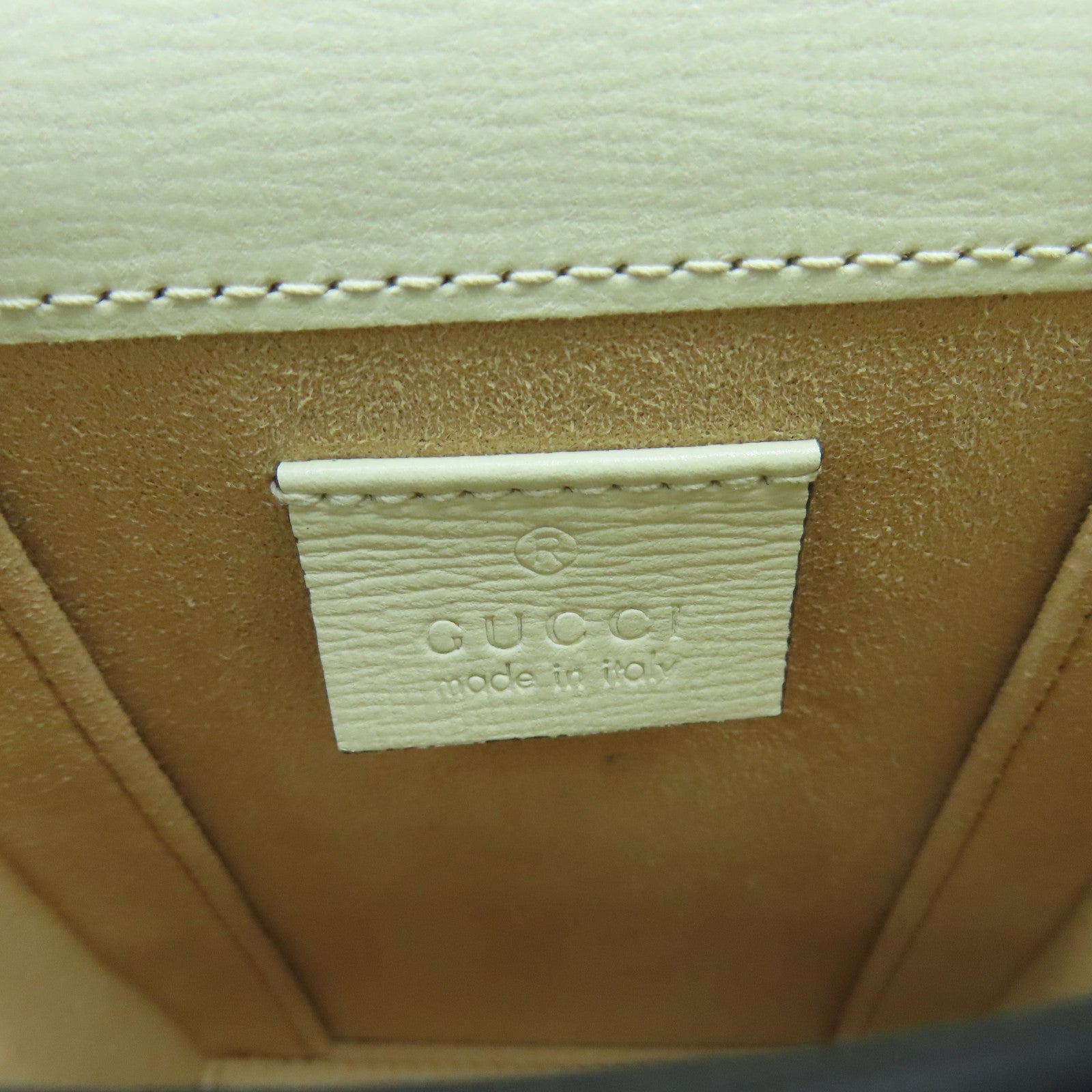 GUCCI 塗層帆布Shoulder Bag金扣肩背袋白色/啡色