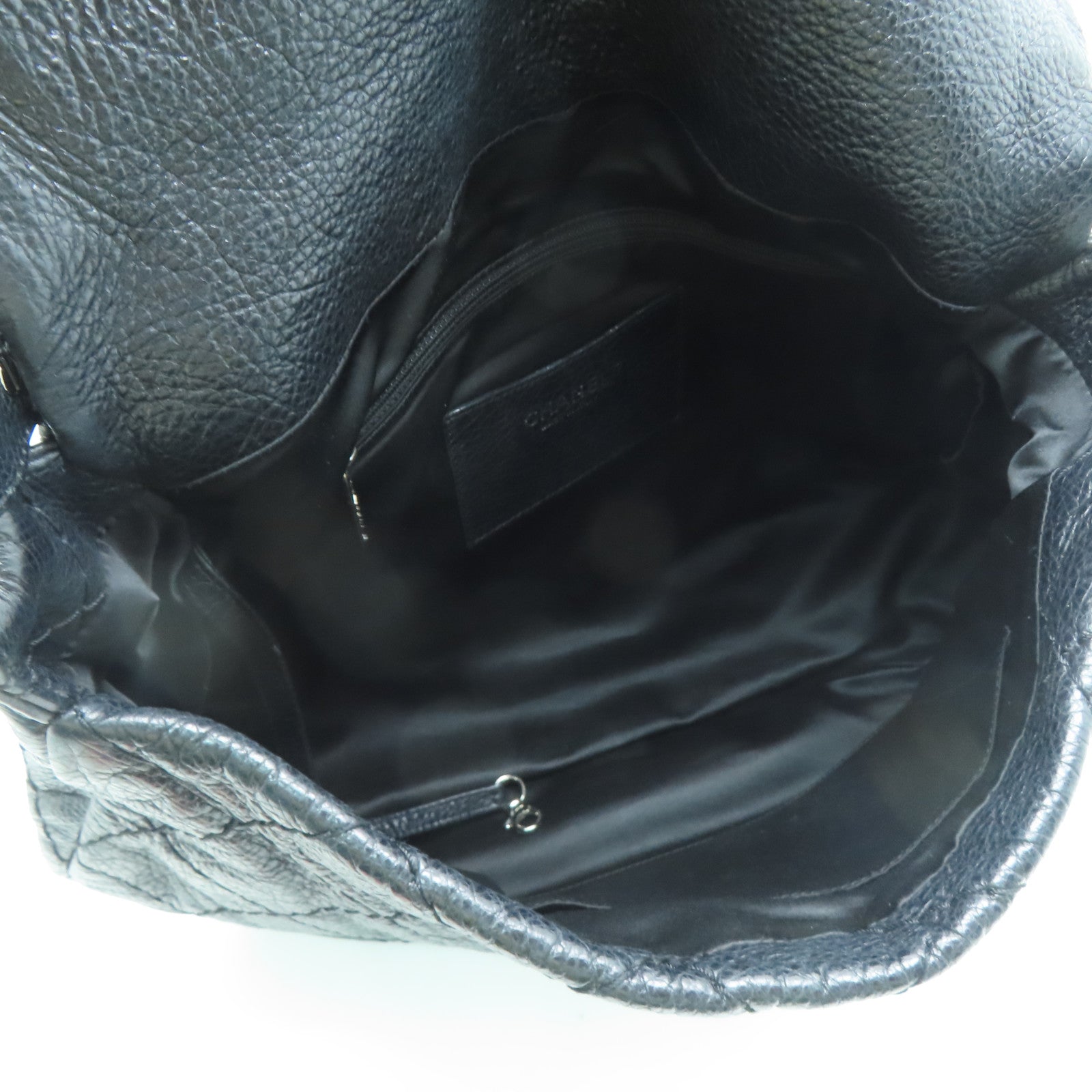 CHANEL 菱格牛皮皮革Shoulder Bag銀扣肩背袋黑色