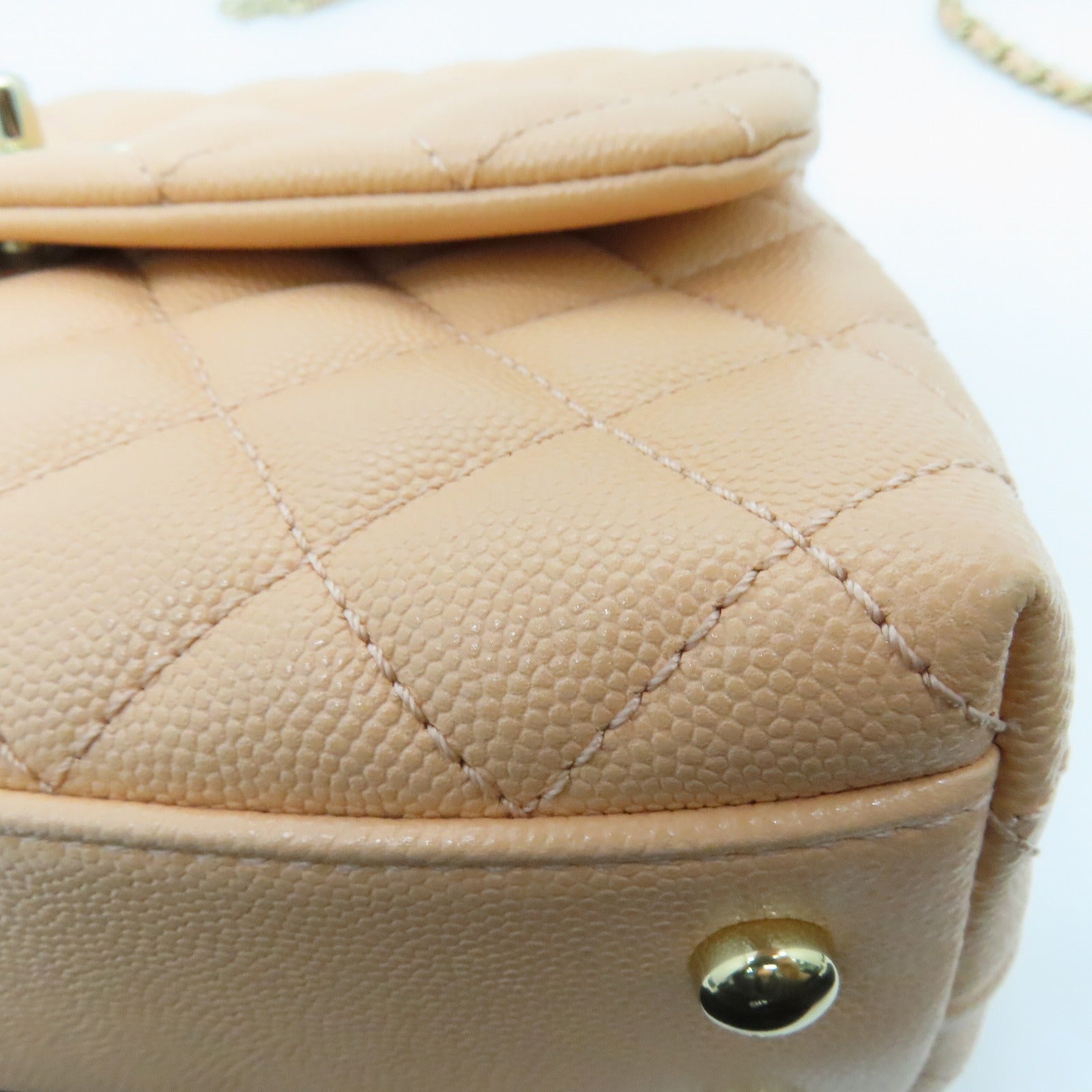 CHANEL 菱格Caviar皮革2 Way Shoulder Bag金扣手挽肩背兩用袋粉紅色