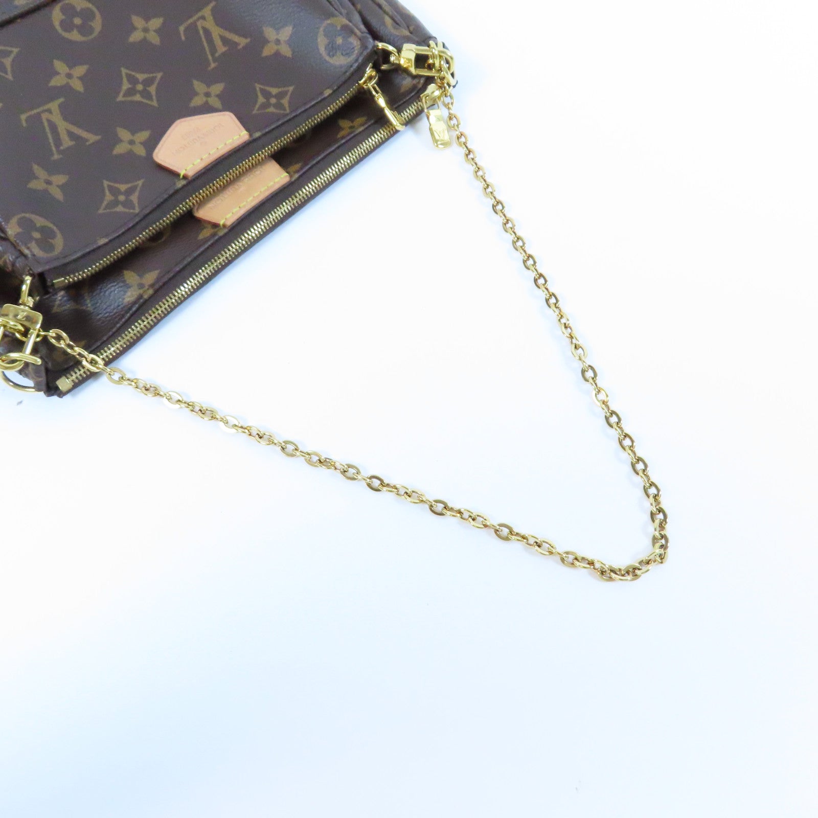 LOUIS VUITTON Monogram Multi Pochette Accessories金扣手挽肩背兩用袋啡色/粉紅色